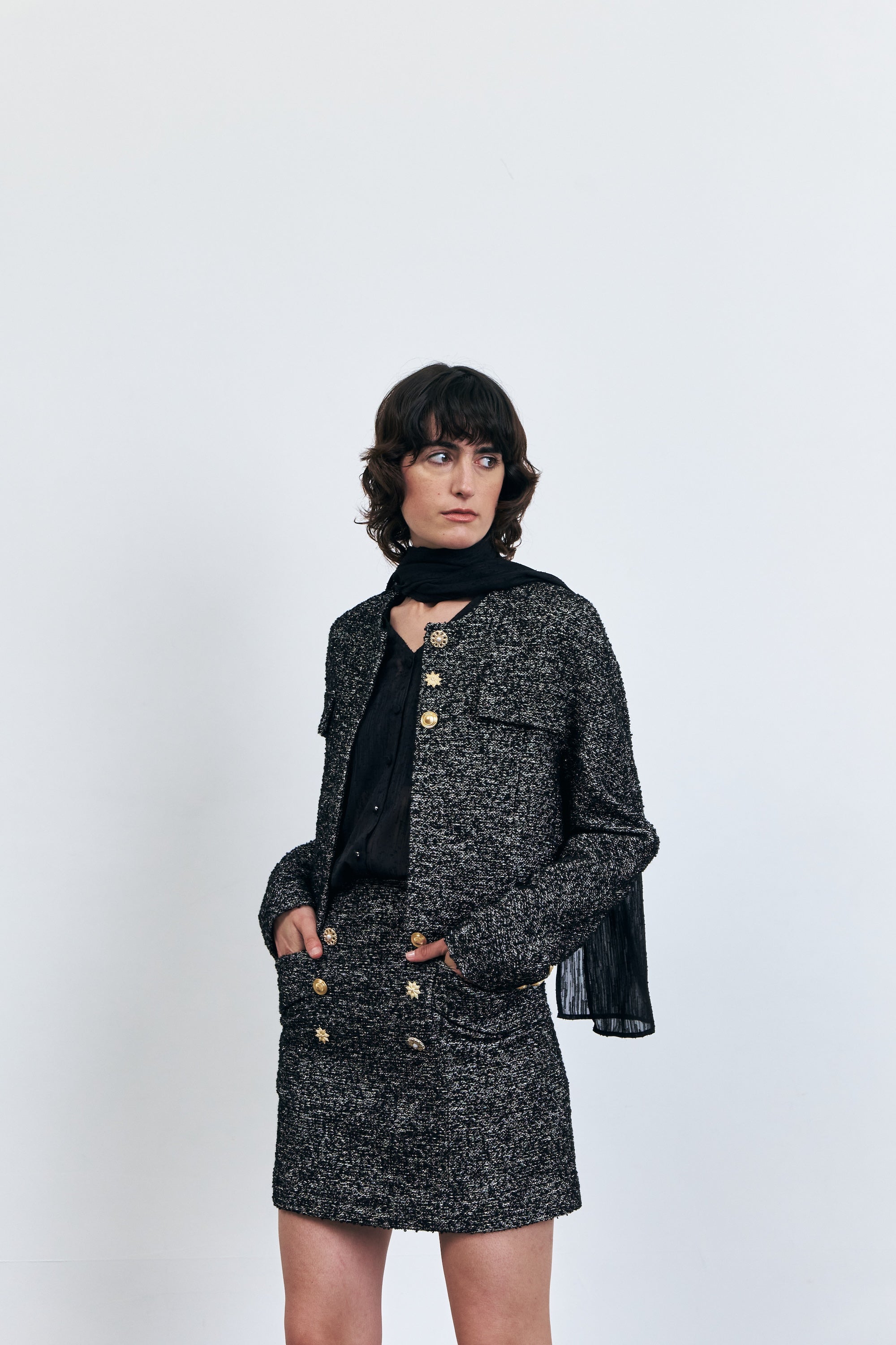 Three Button Tweed Jacket