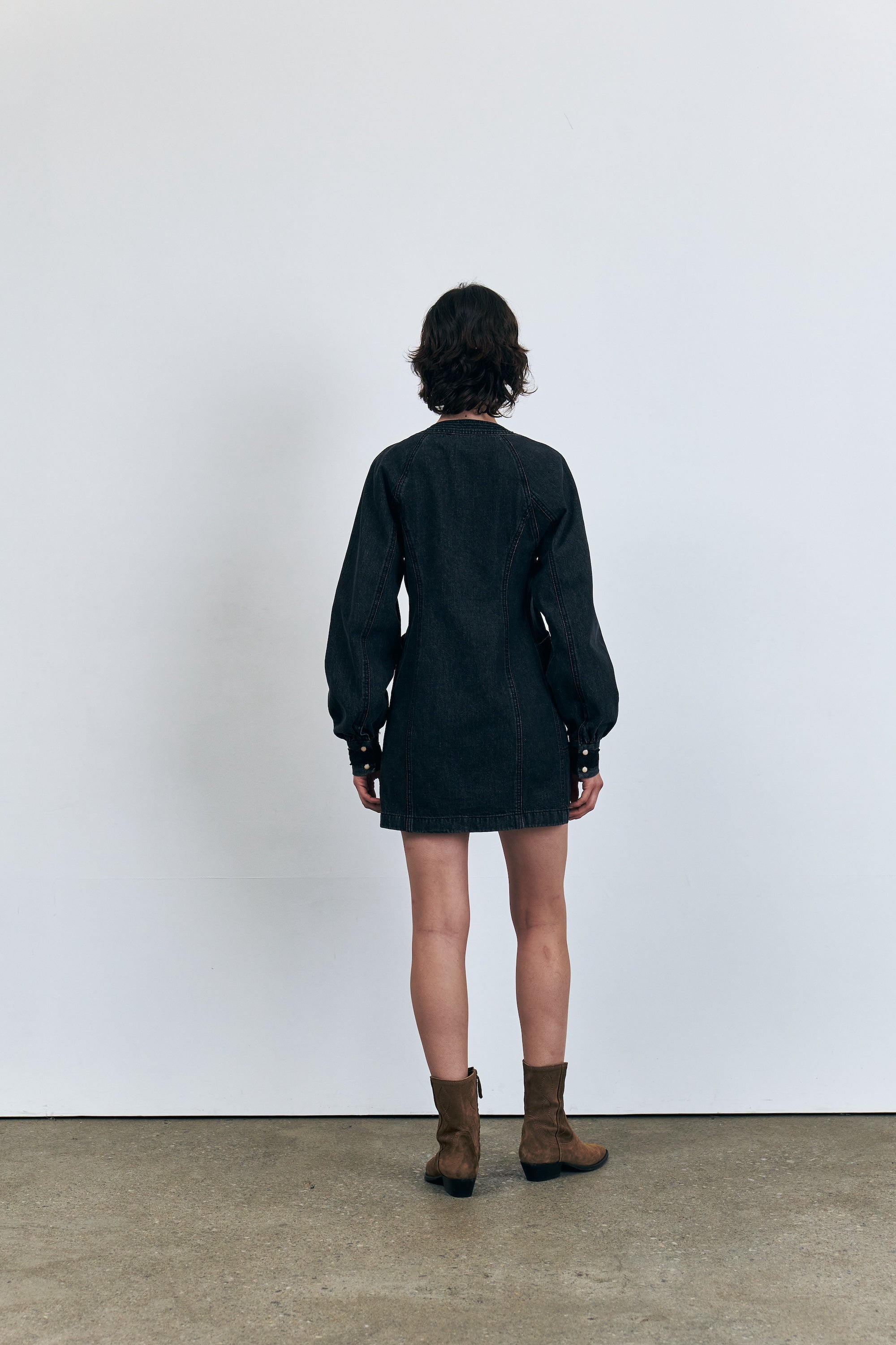 Denim Zip-up Mini Dress