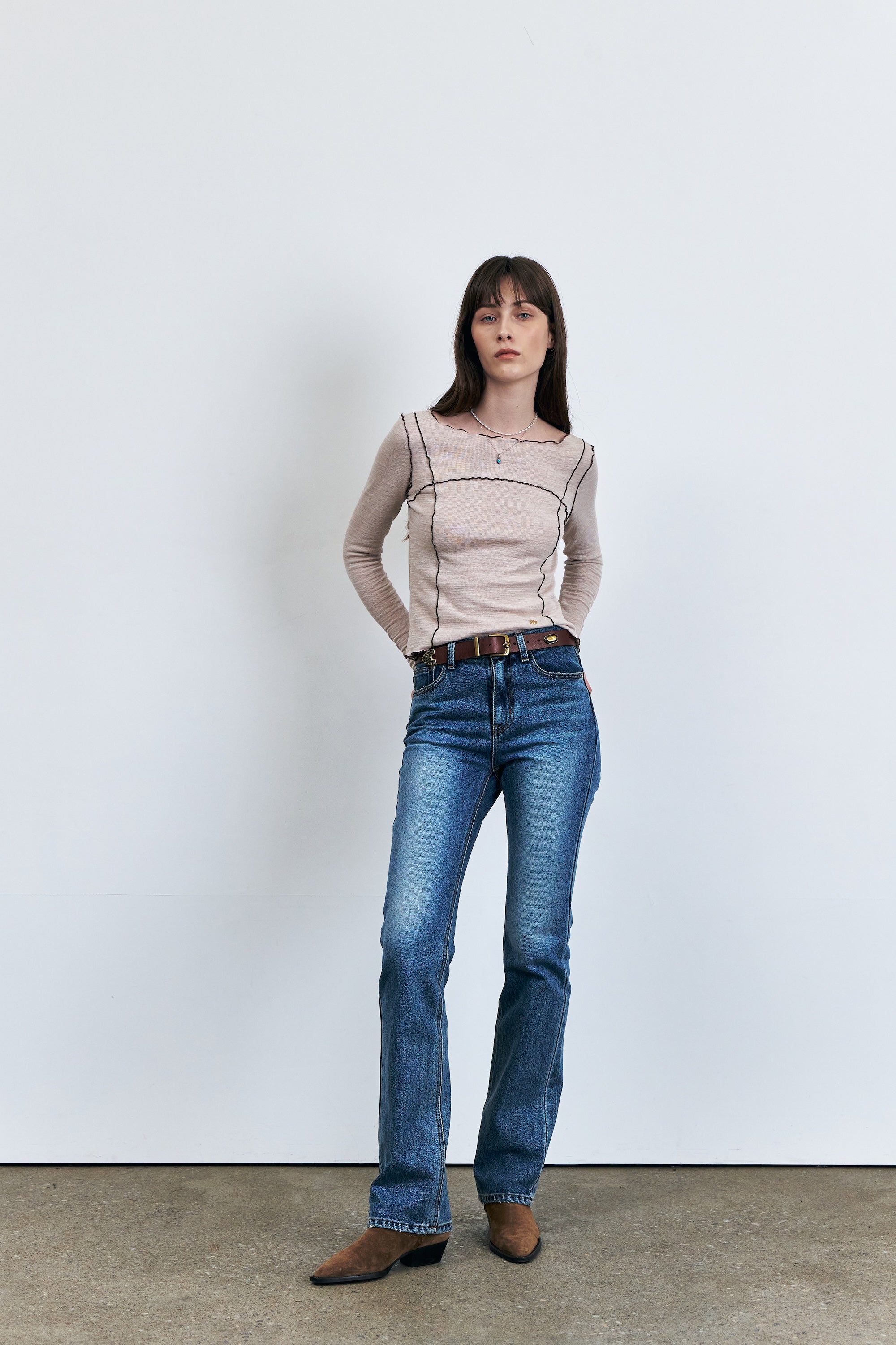 KUME Destroyed Straight Denim Pants