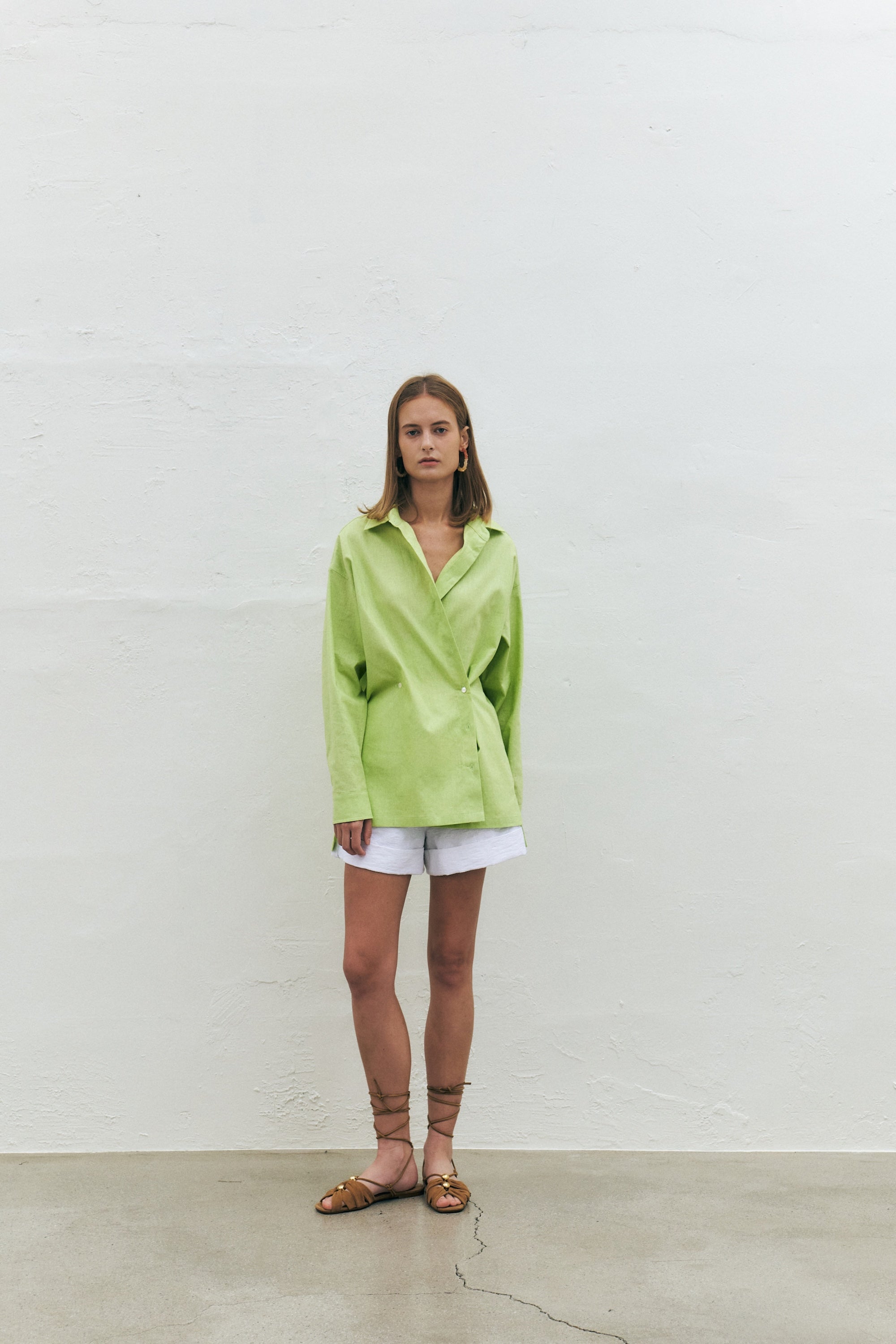 Linen Blend Crossover Shirt