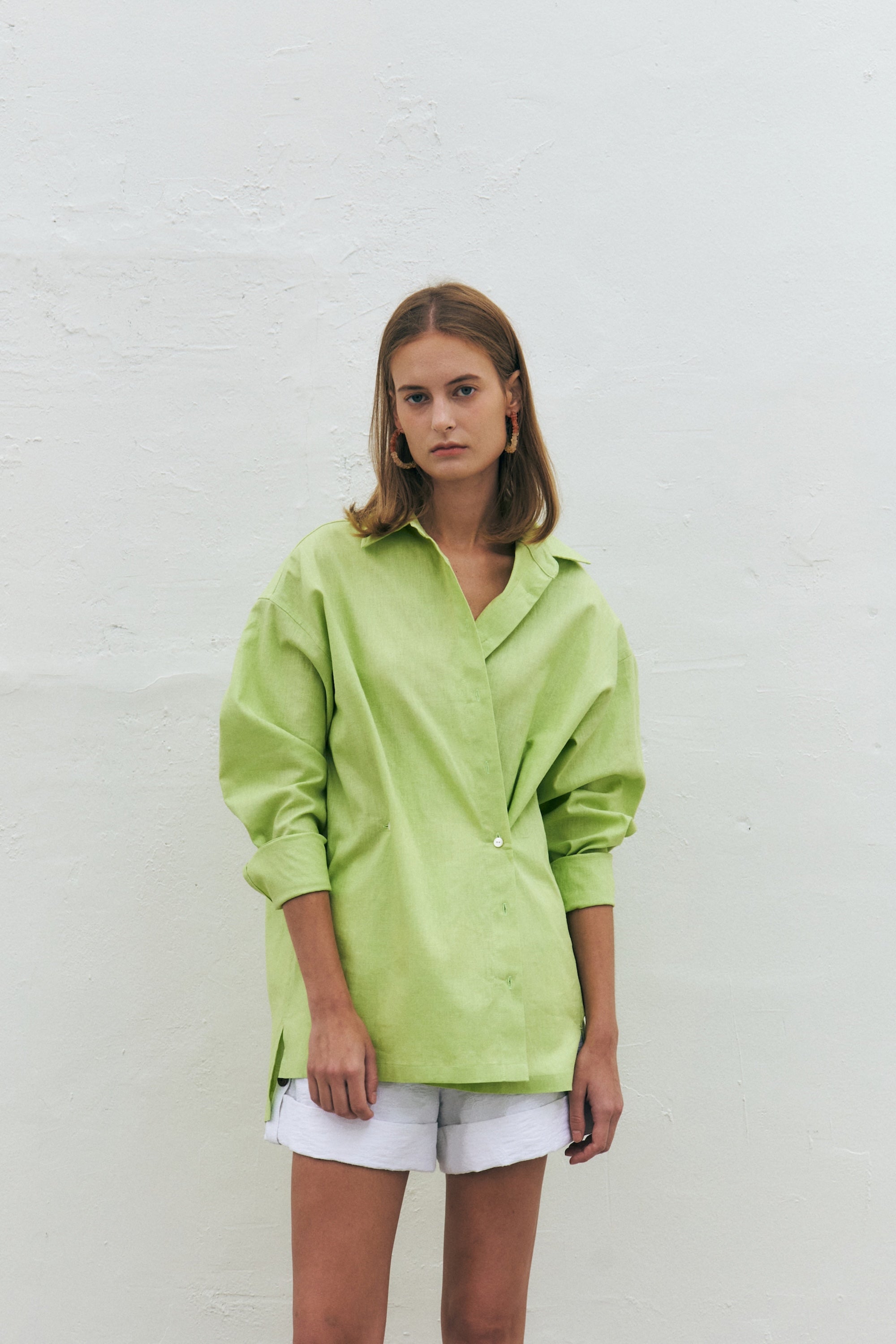 Linen Blend Crossover Shirt