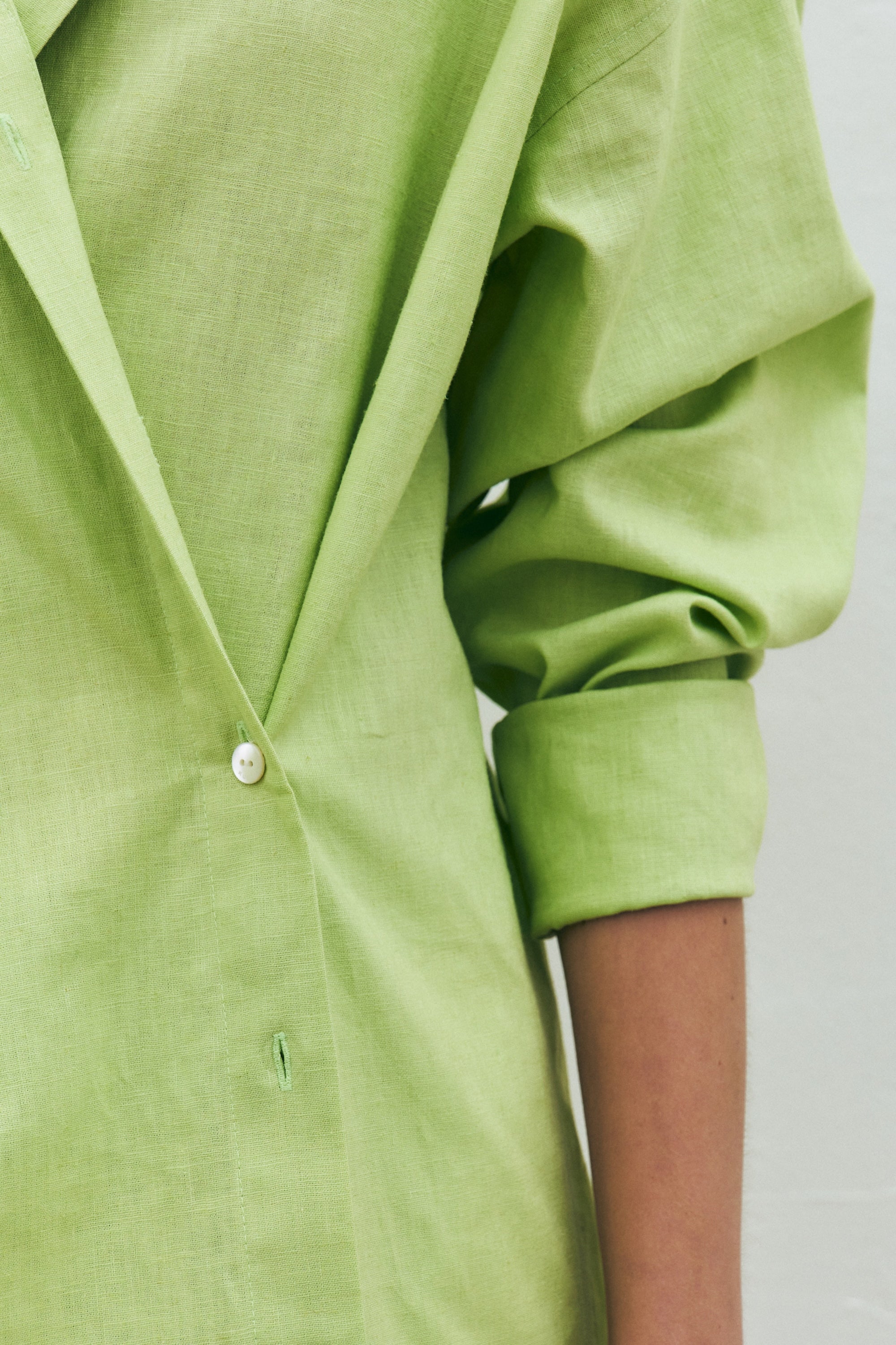 Linen Blend Crossover Shirt