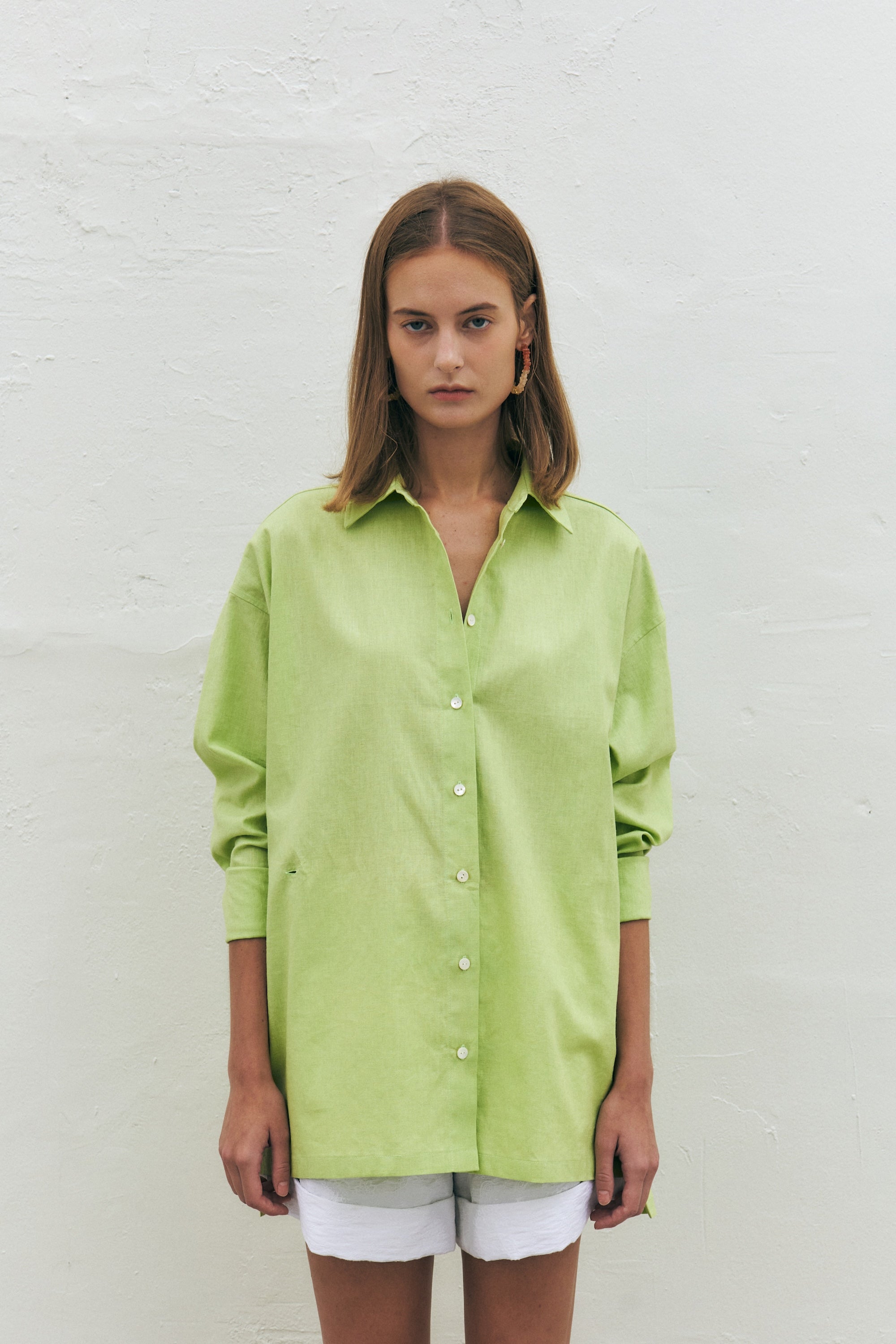 Linen Blend Crossover Shirt