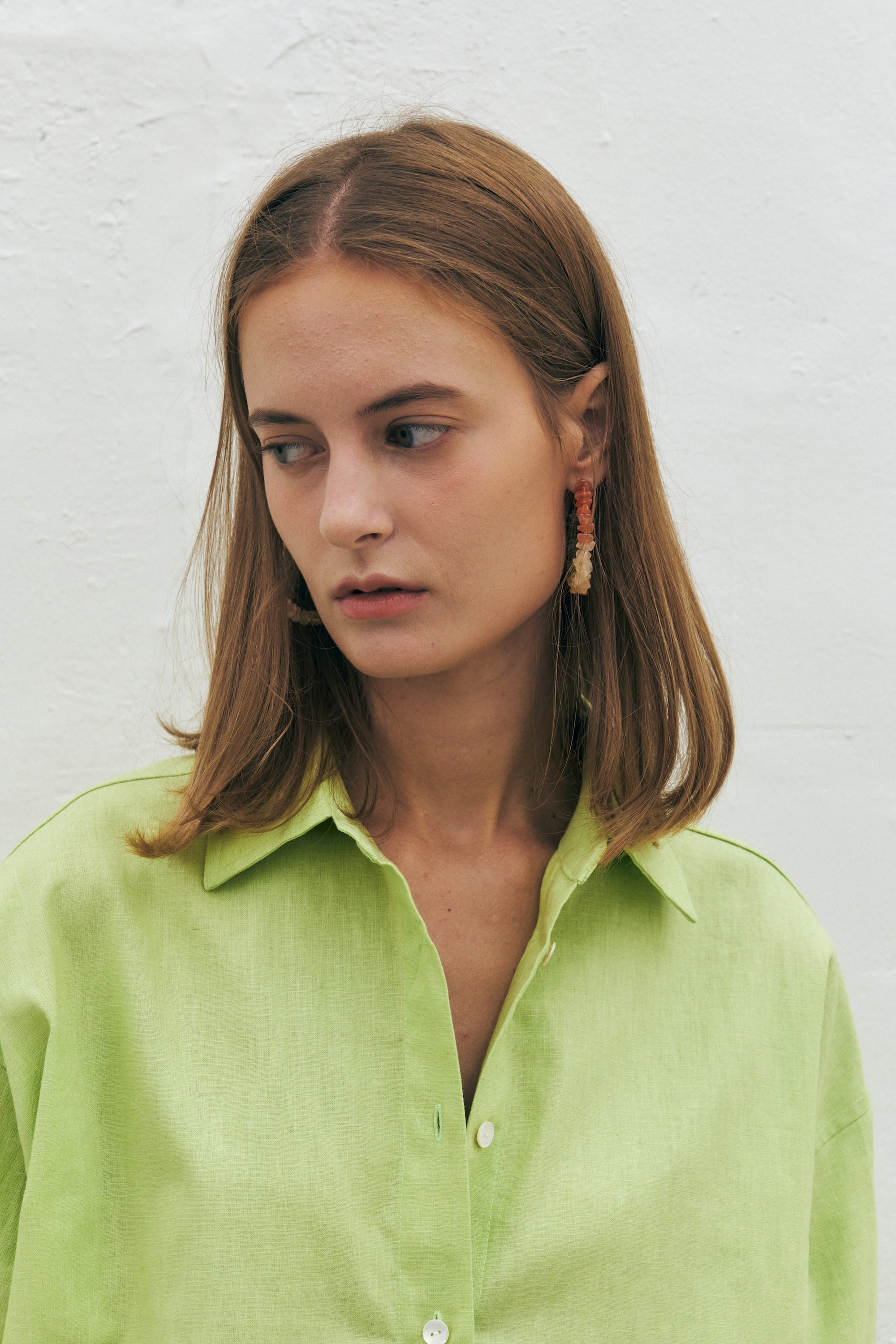 Linen Blend Crossover Shirt