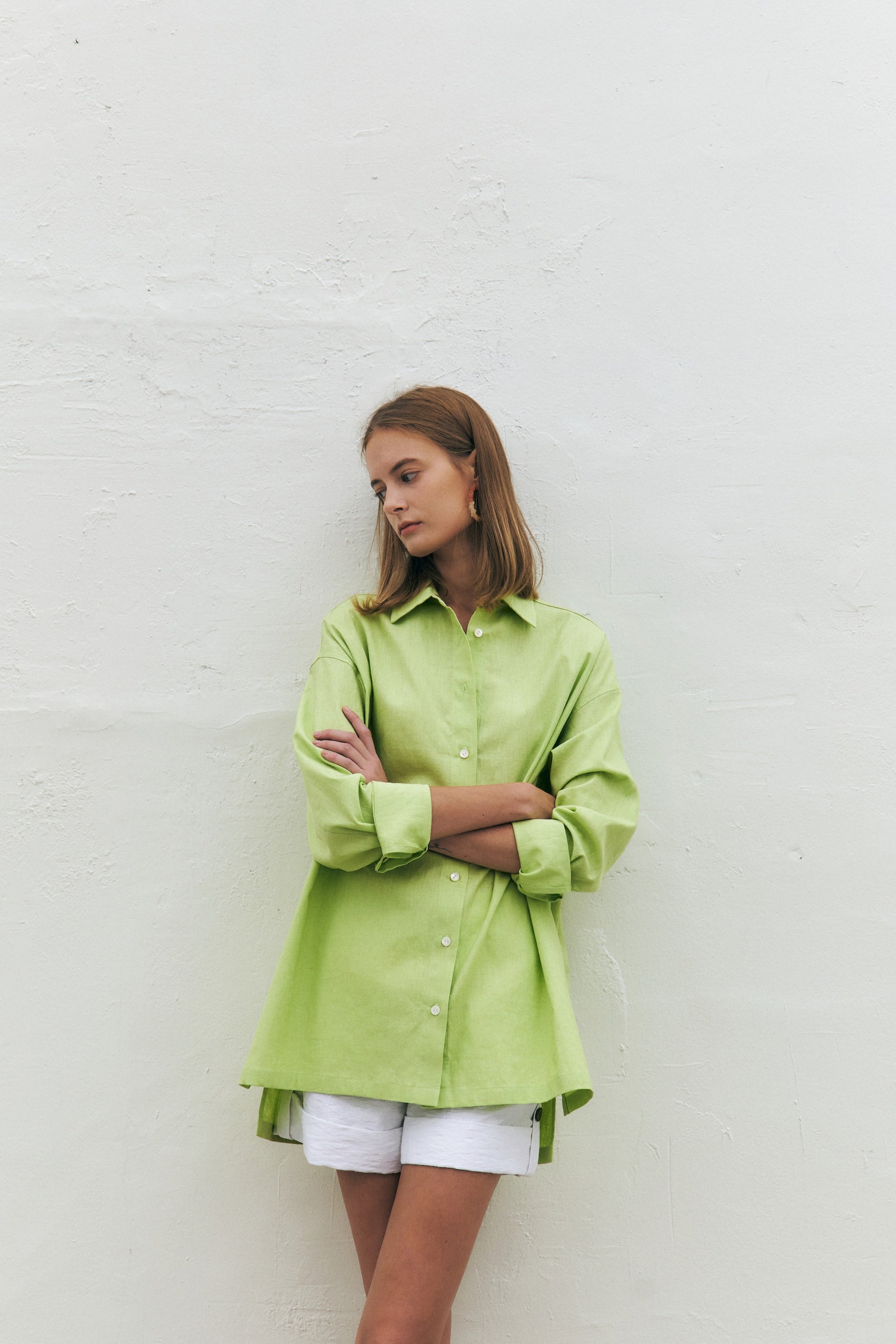 Linen Blend Crossover Shirt