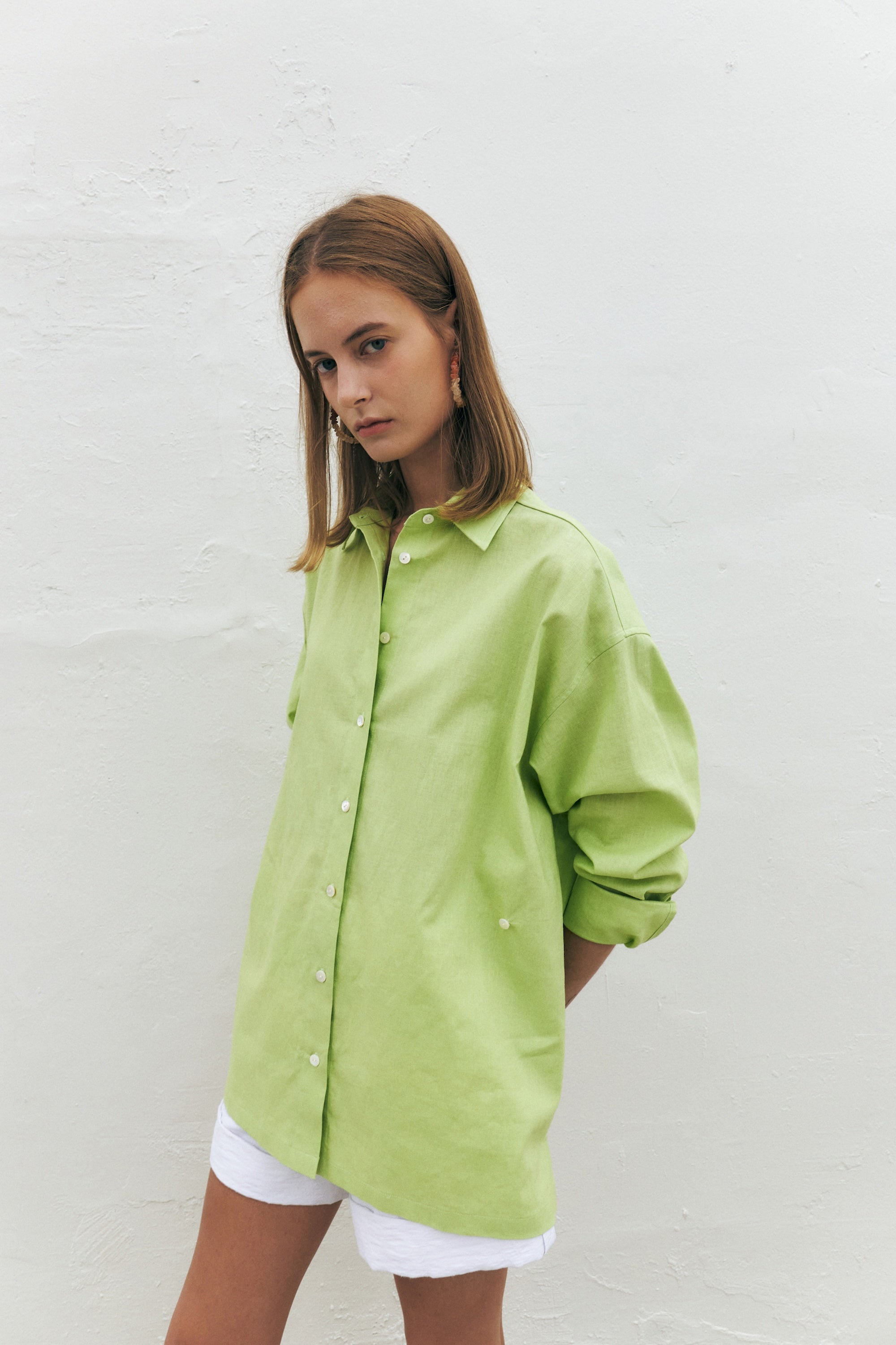 Linen Blend Crossover Shirt