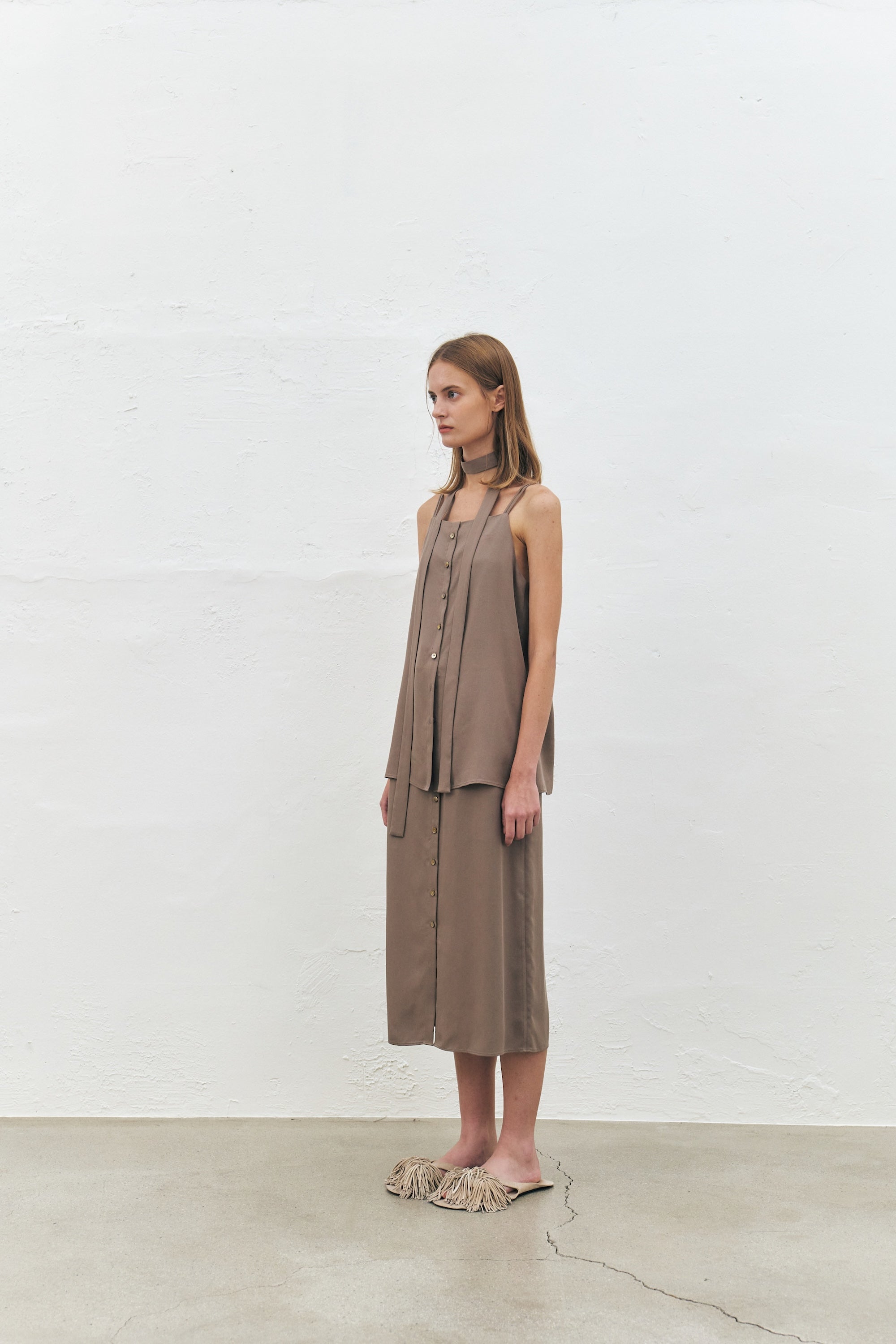 Tencel Twill Sleeveless Scarf Top