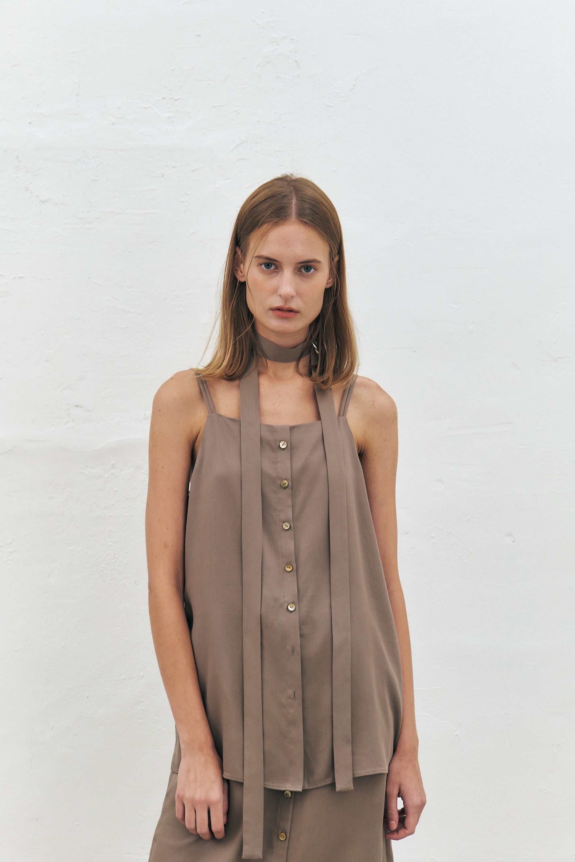 Tencel Twill Sleeveless Scarf Top