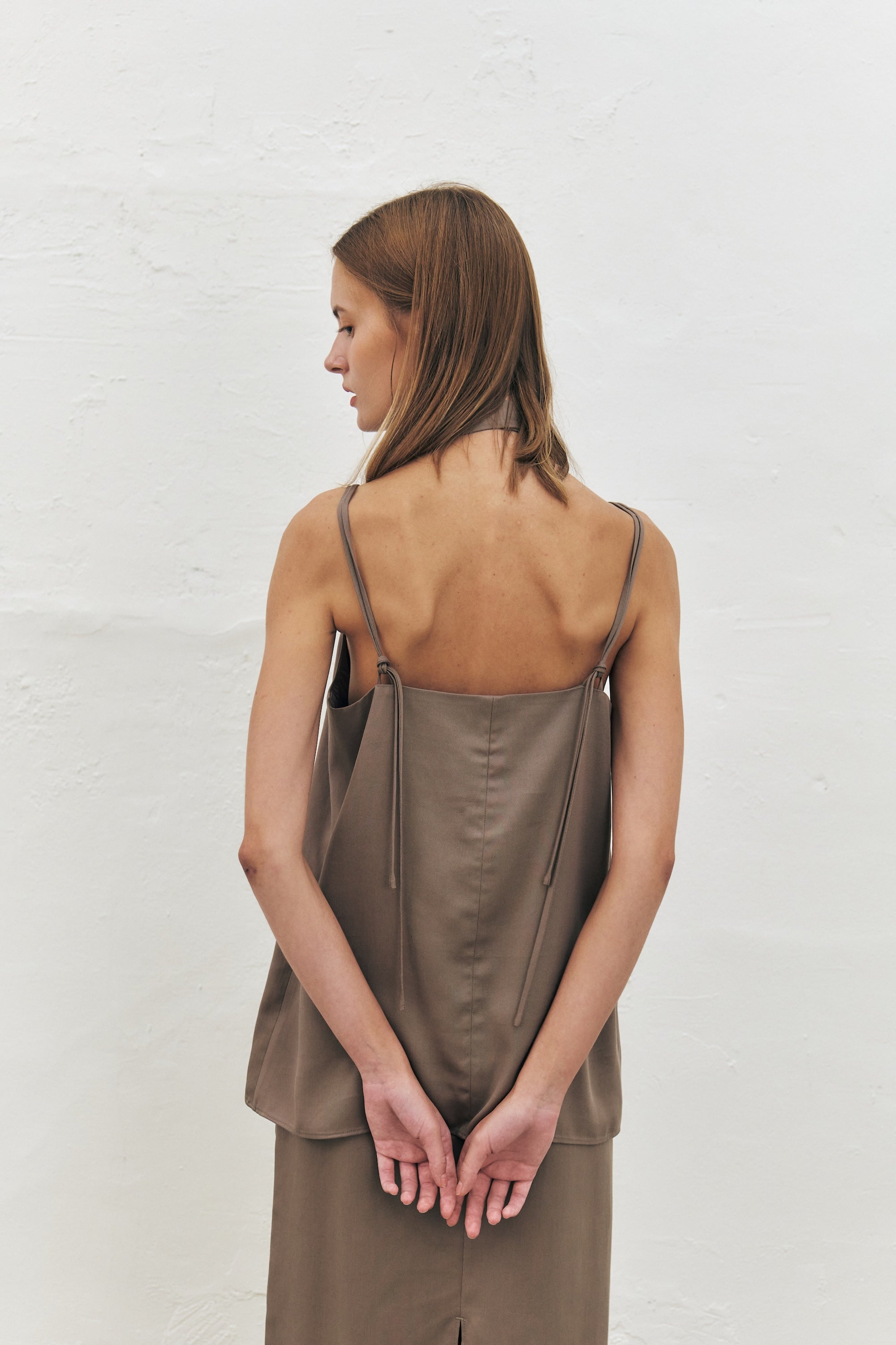 Tencel Twill Sleeveless Scarf Top