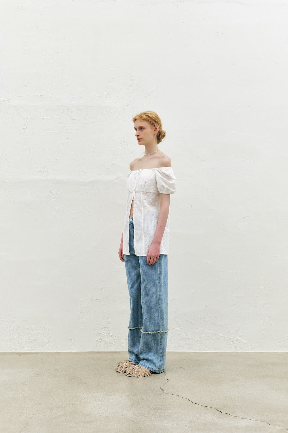 Eyelet Embroidered Puff Sleeve Blouse