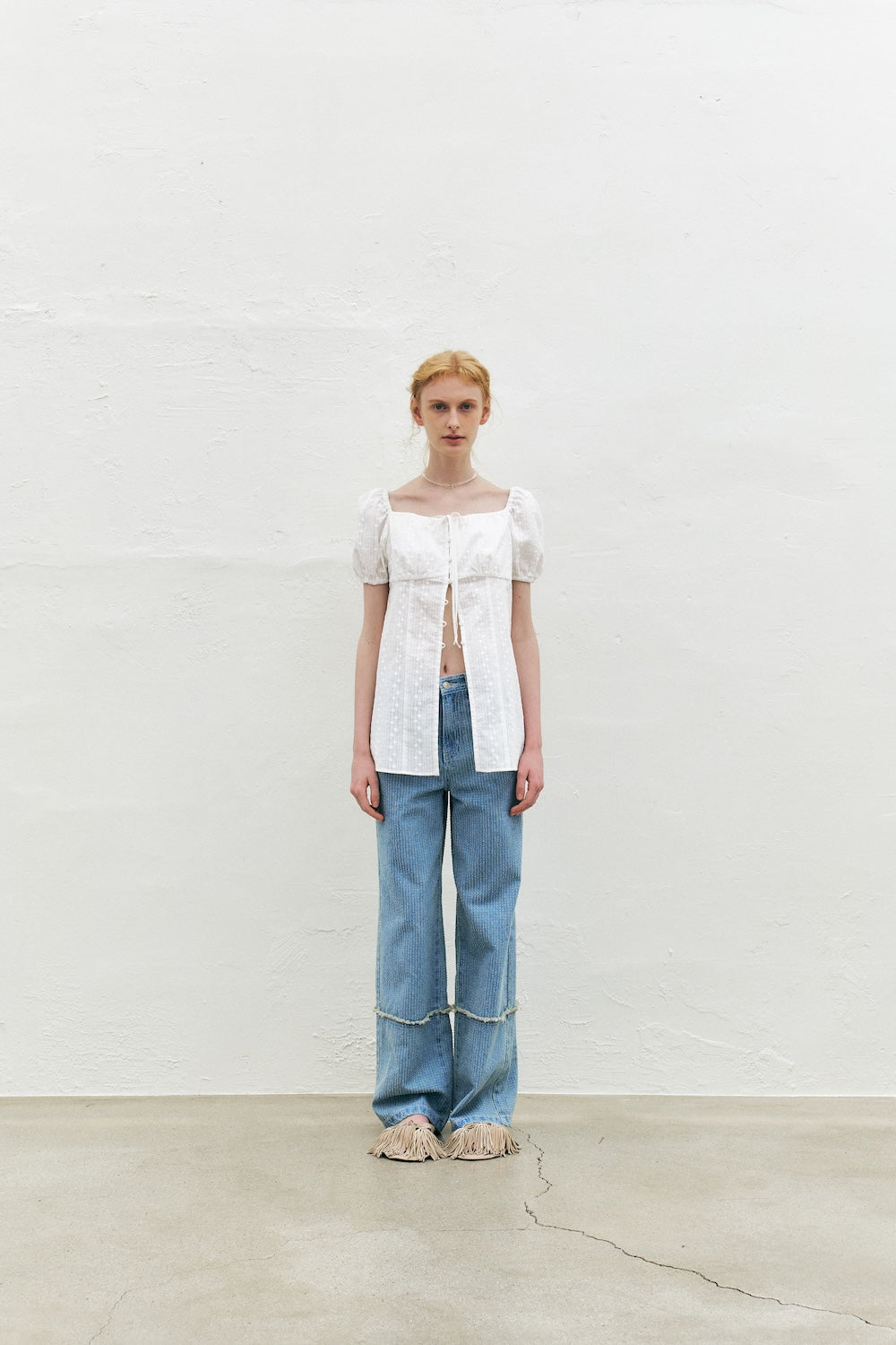 Eyelet Embroidered Puff Sleeve Blouse