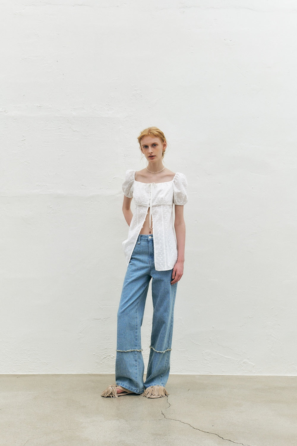 Eyelet Embroidered Puff Sleeve Blouse