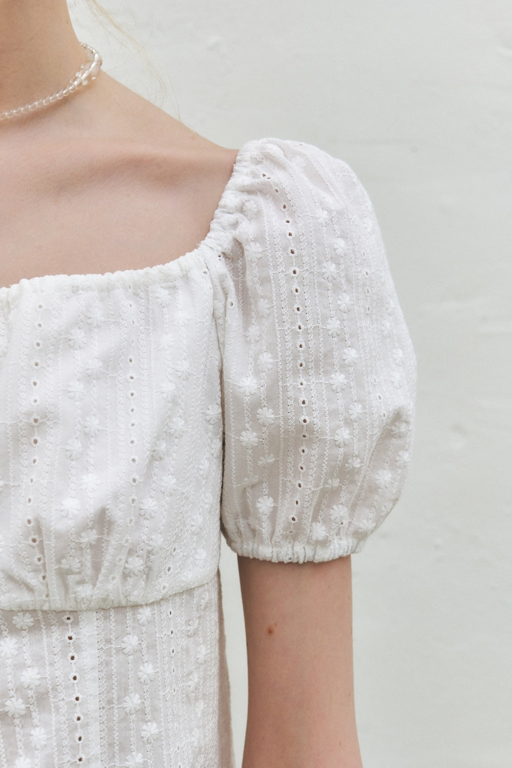 Eyelet Embroidered Puff Sleeve Blouse