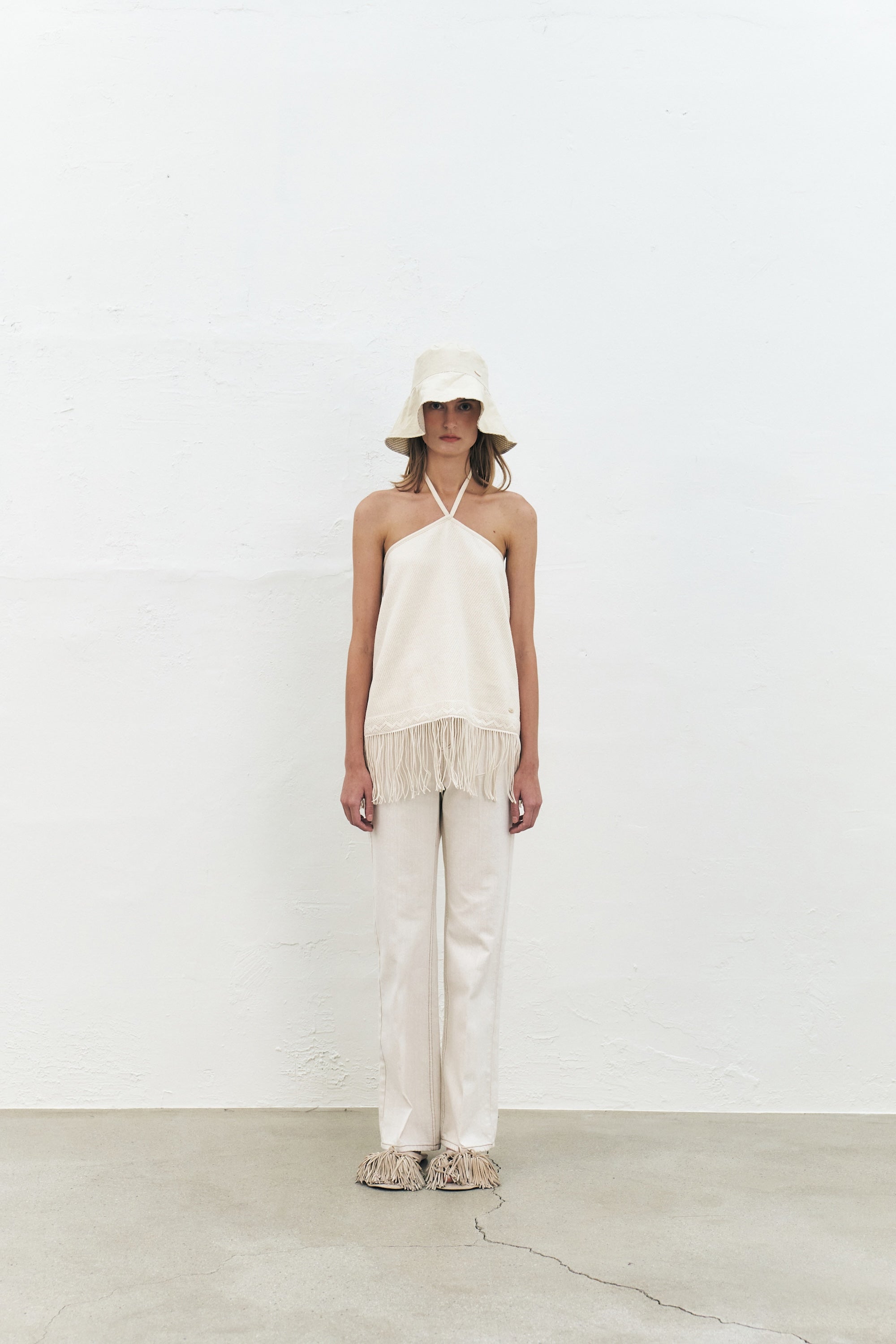 Cotton Fringe Halter Top