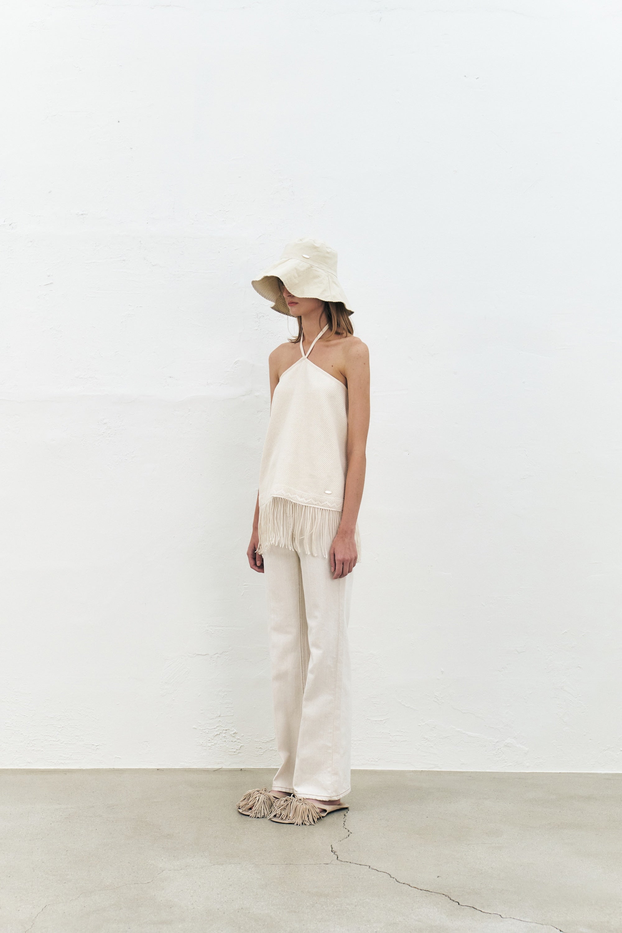 Cotton Fringe Halter Top