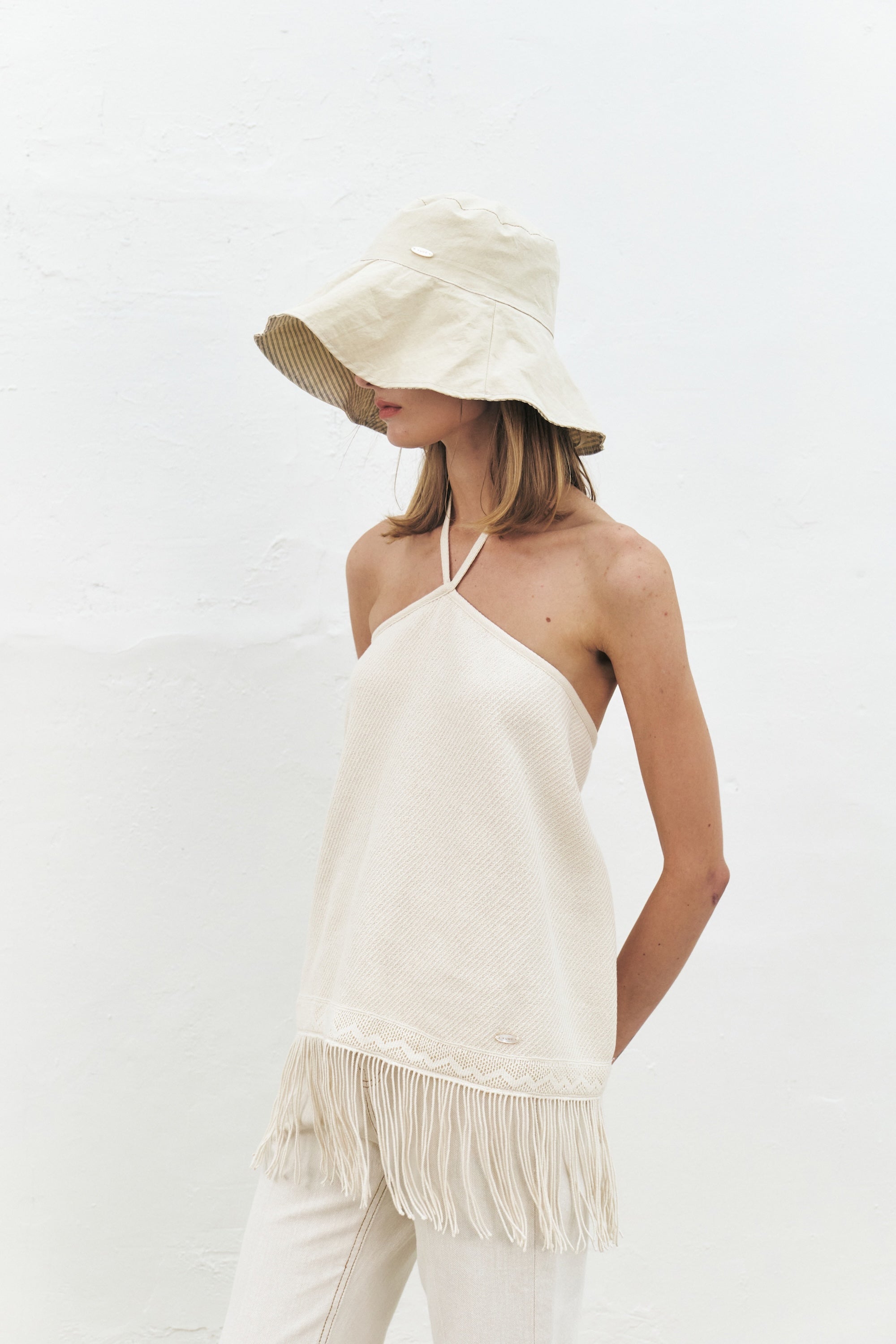 Cotton Fringe Halter Top