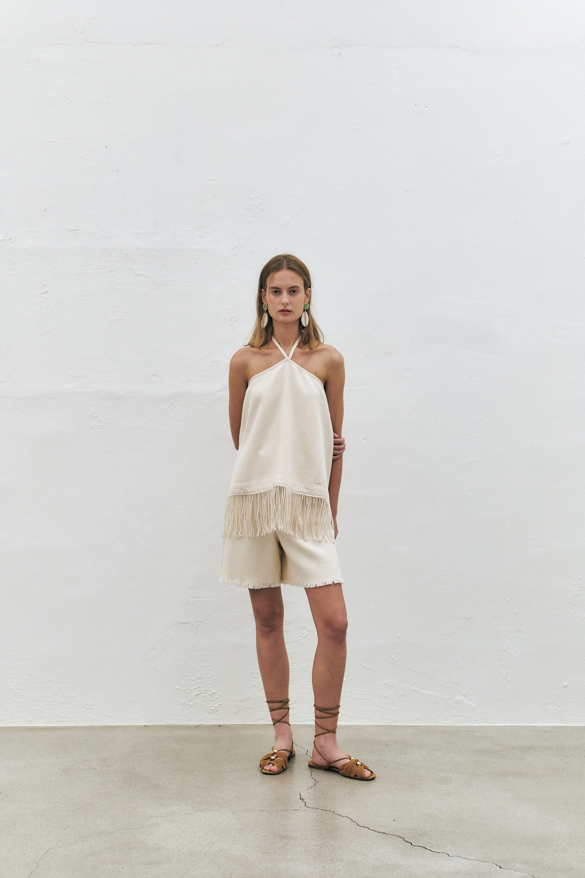 Cotton Fringe Halter Top