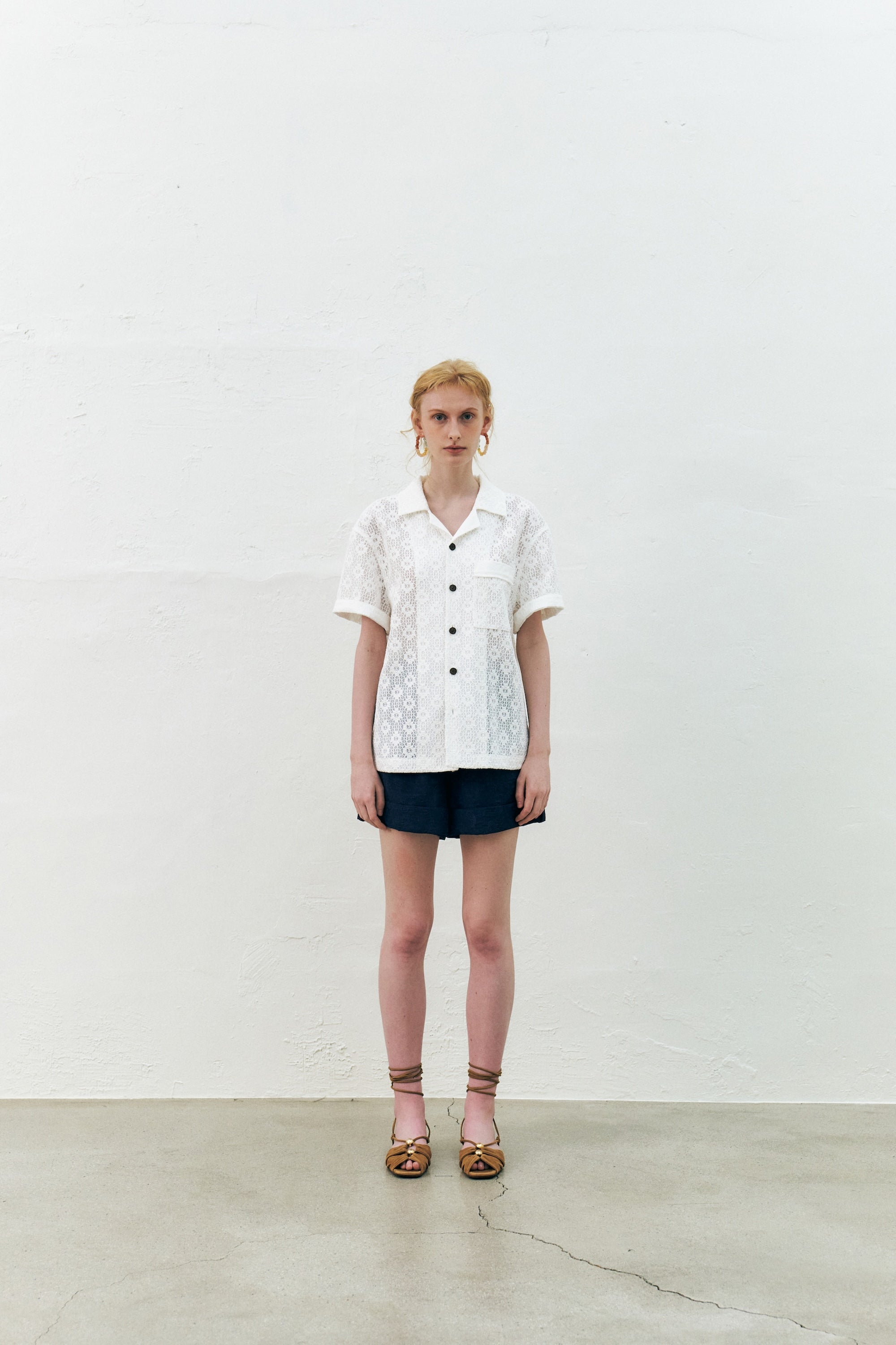 Lace Embroidered Cotton Shirt