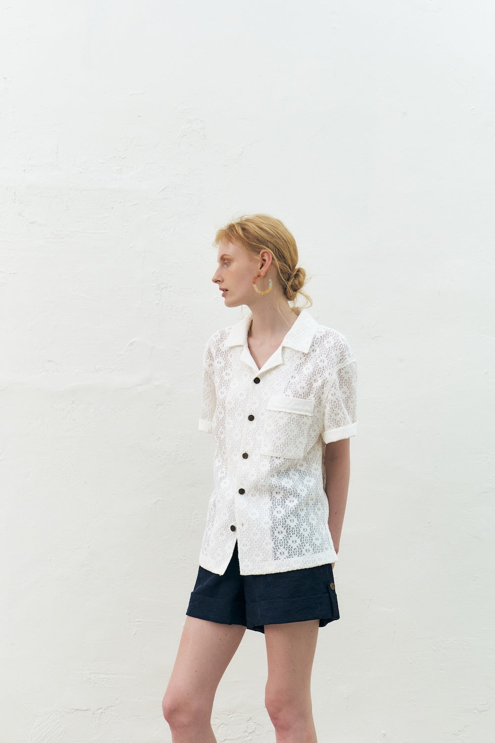 Lace Embroidered Cotton Shirt