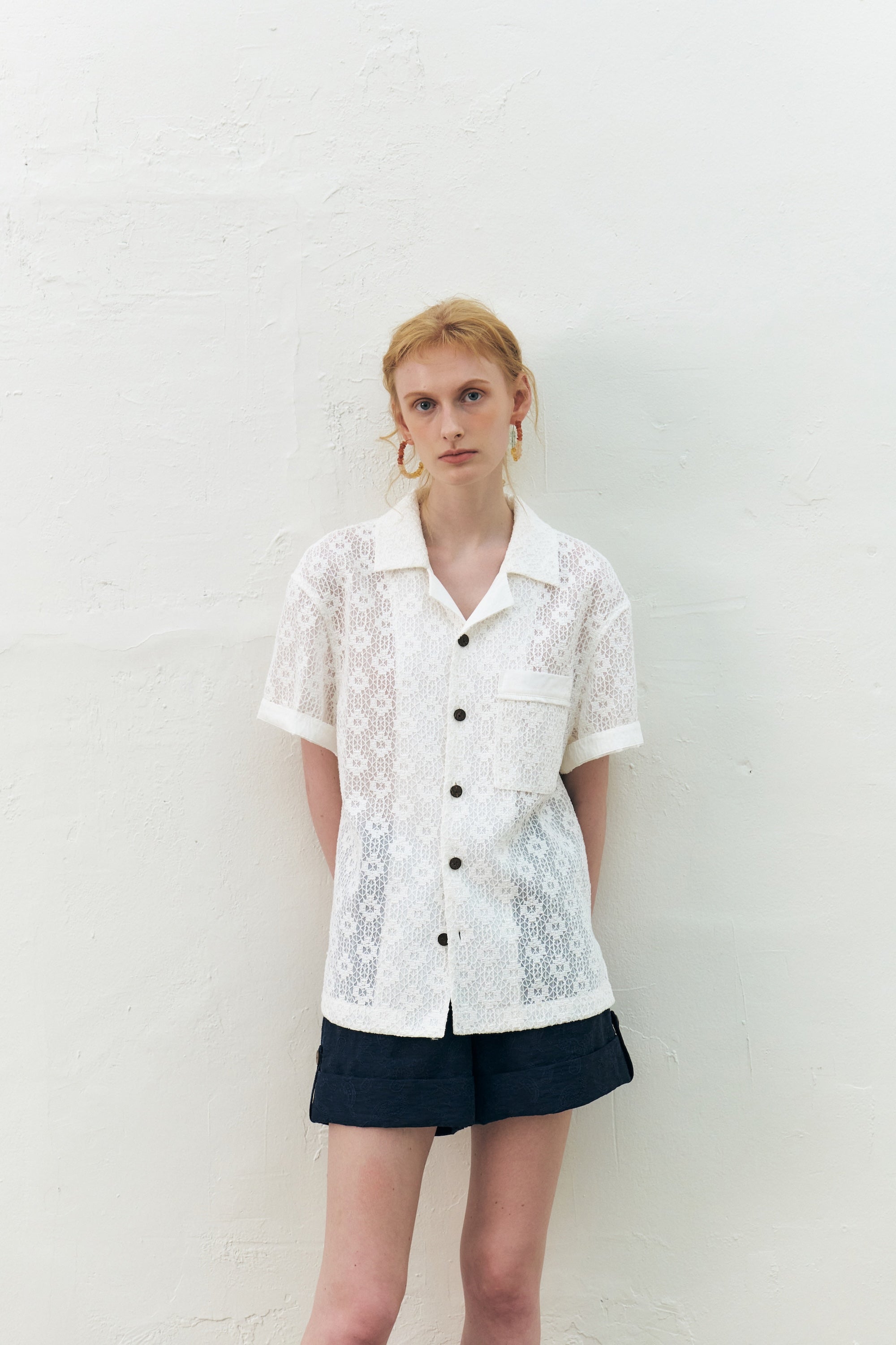 Lace Embroidered Cotton Shirt