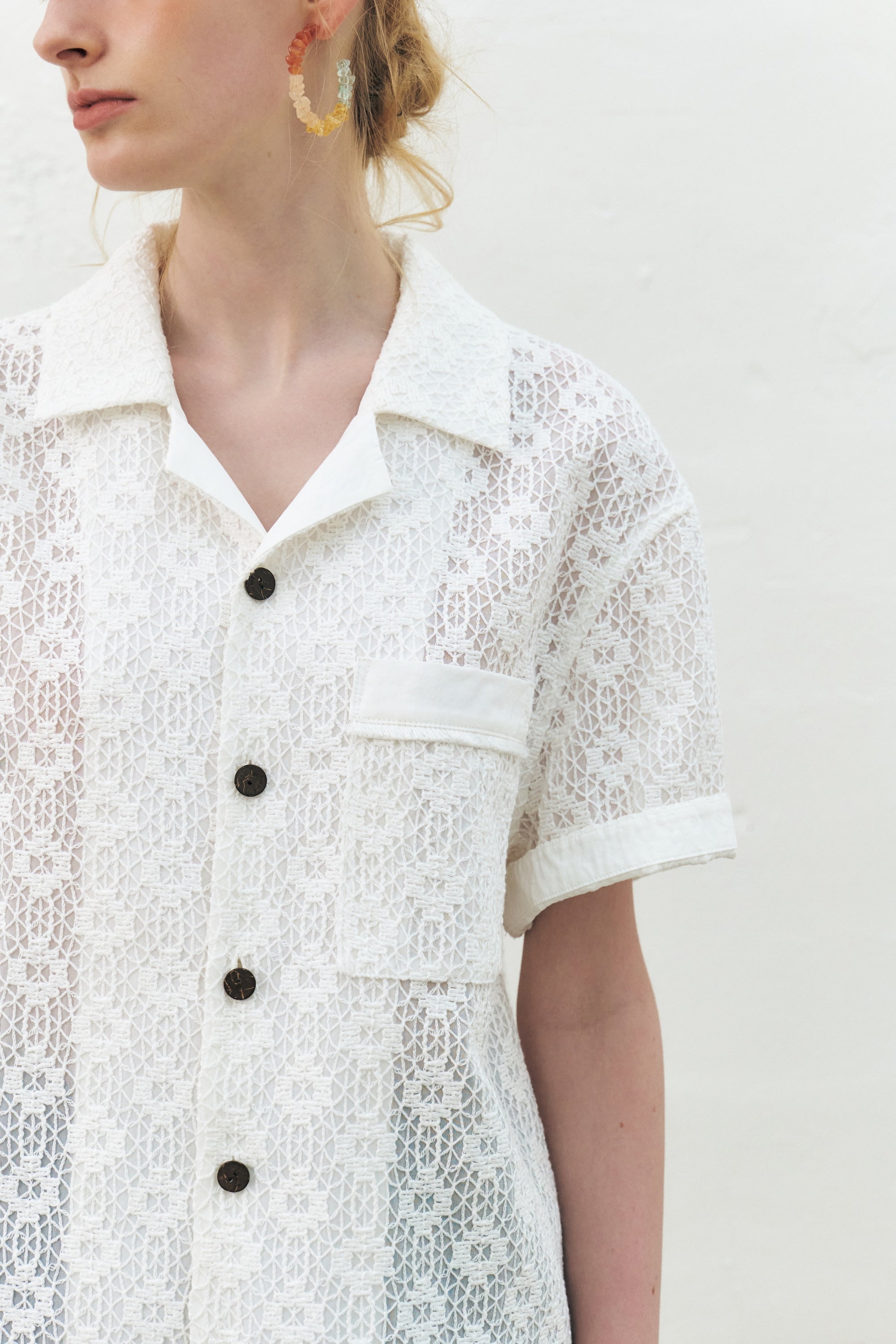 Lace Embroidered Cotton Shirt