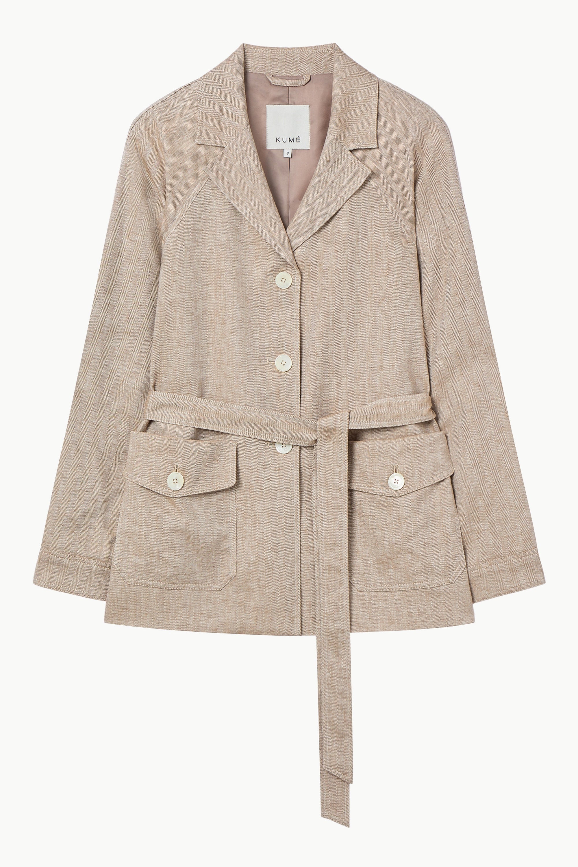 Linen Herringbone Belted Jacket