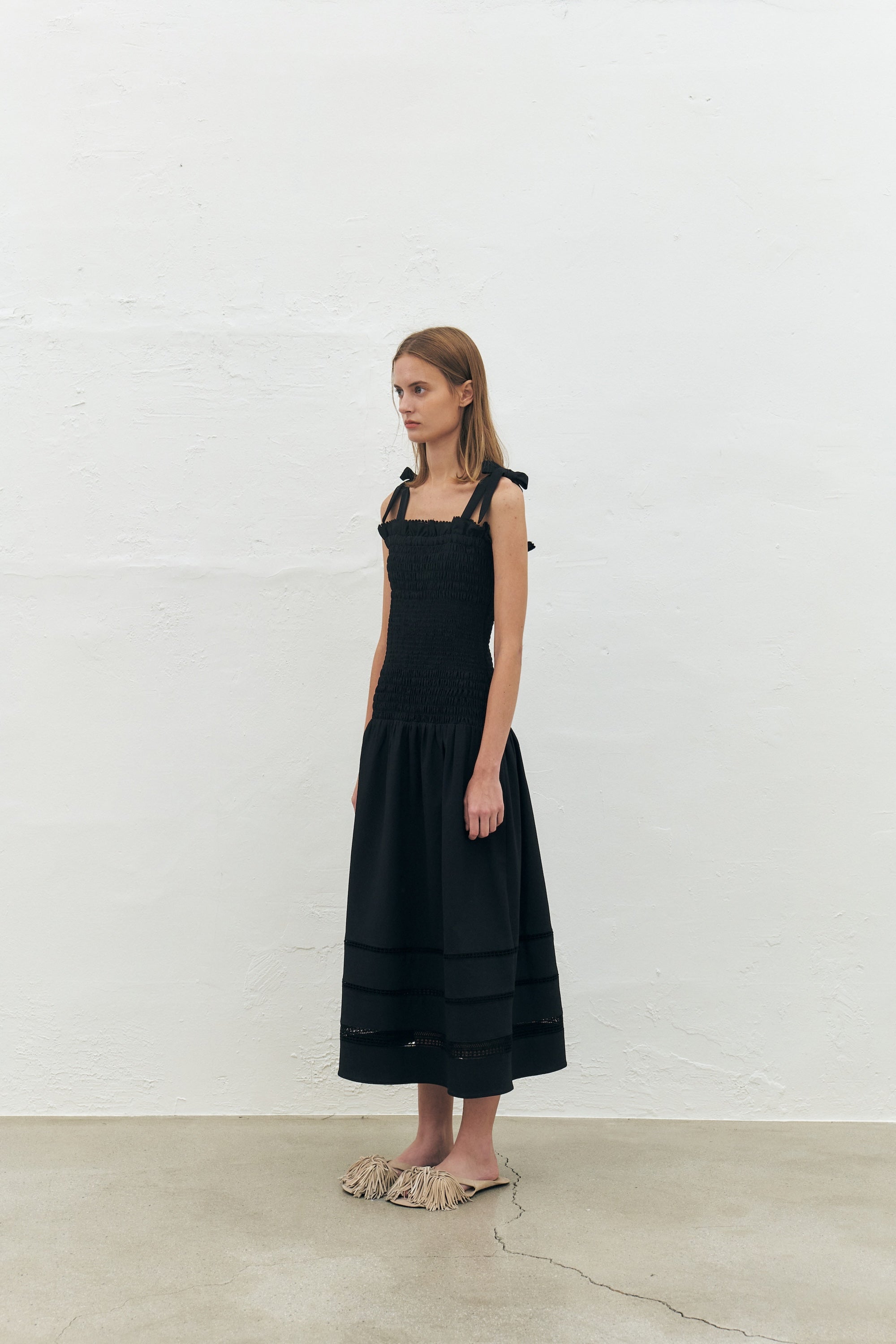 Ribbon Smocked Long Dress