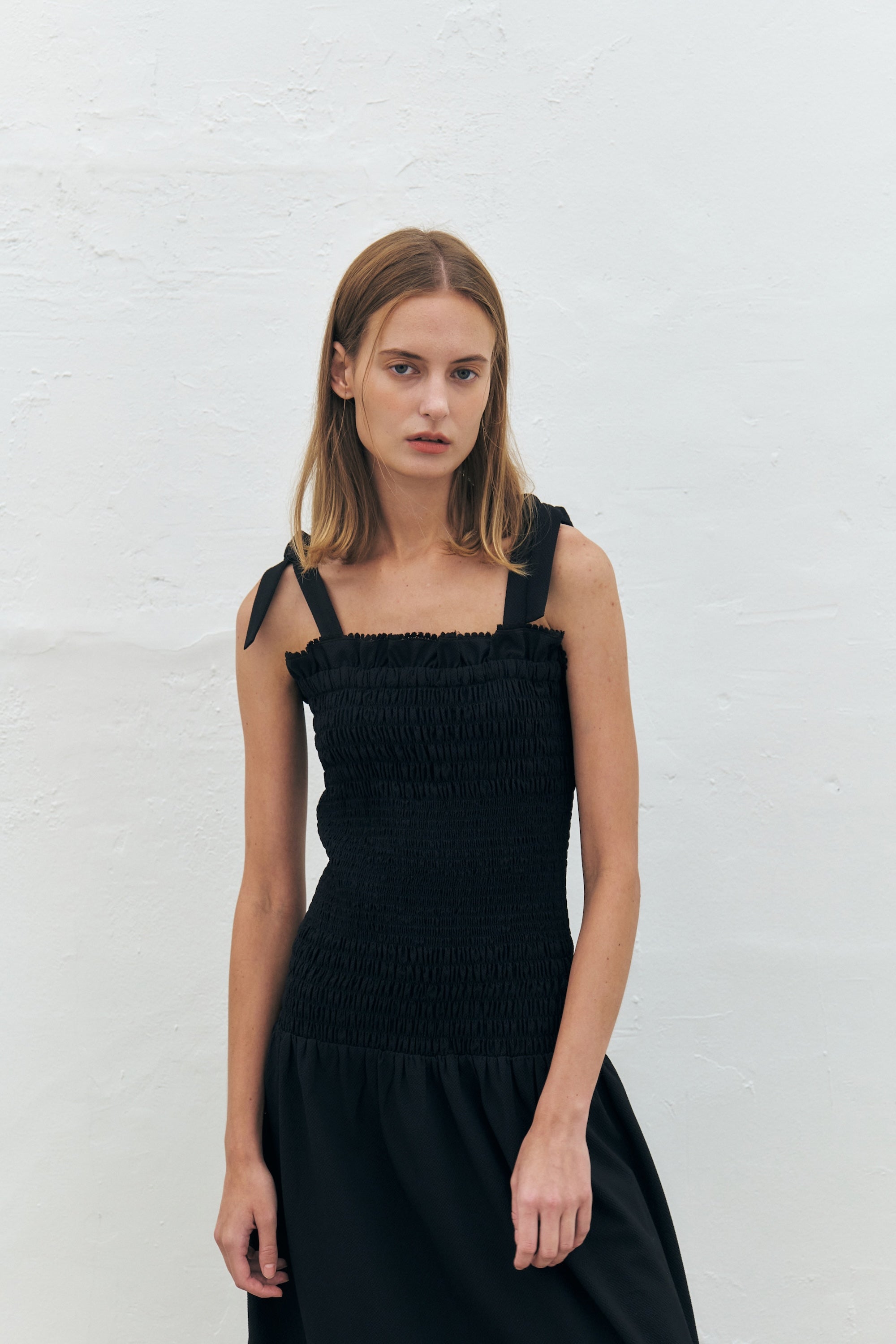 Ribbon Smocked Long Dress