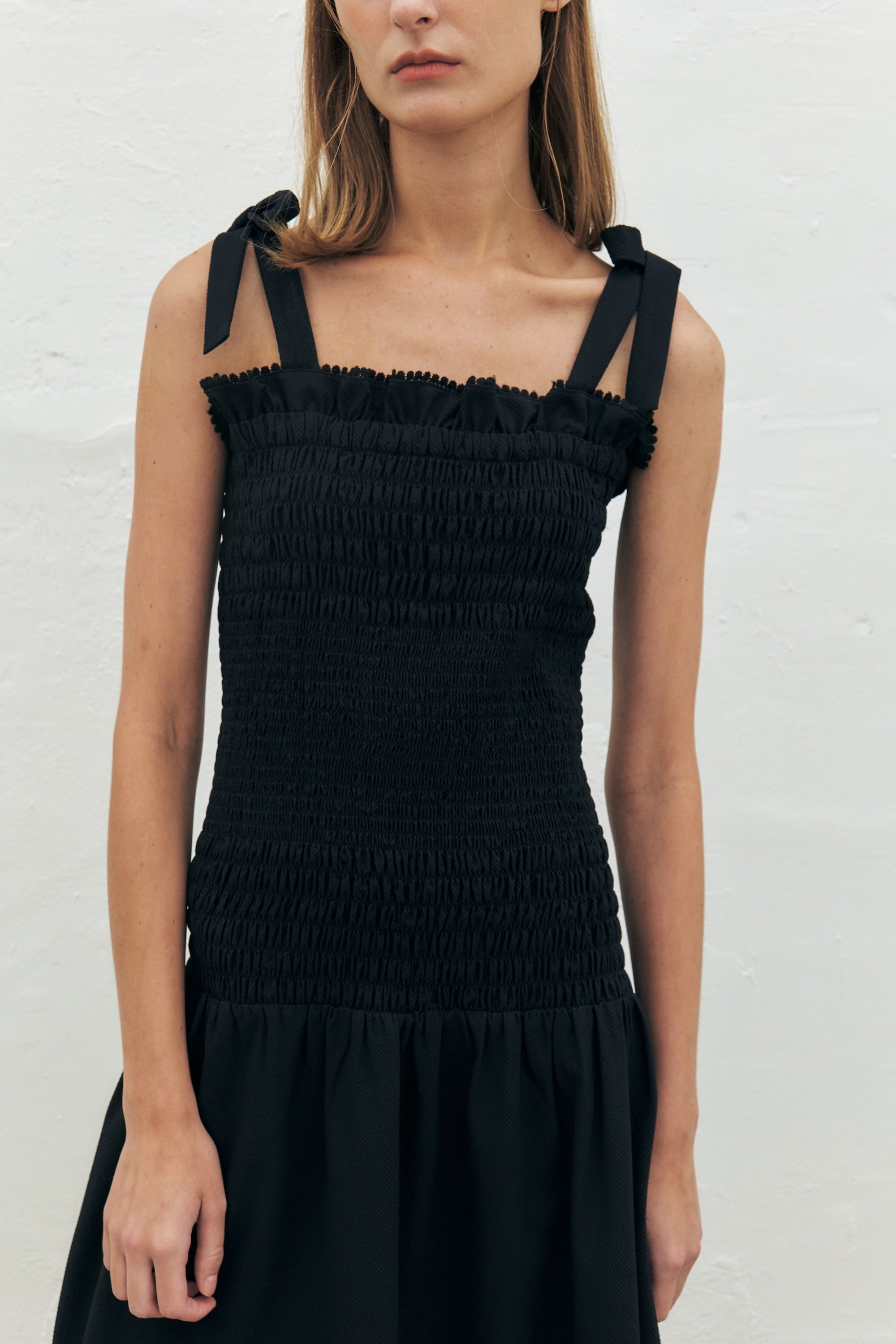 Ribbon Smocked Long Dress
