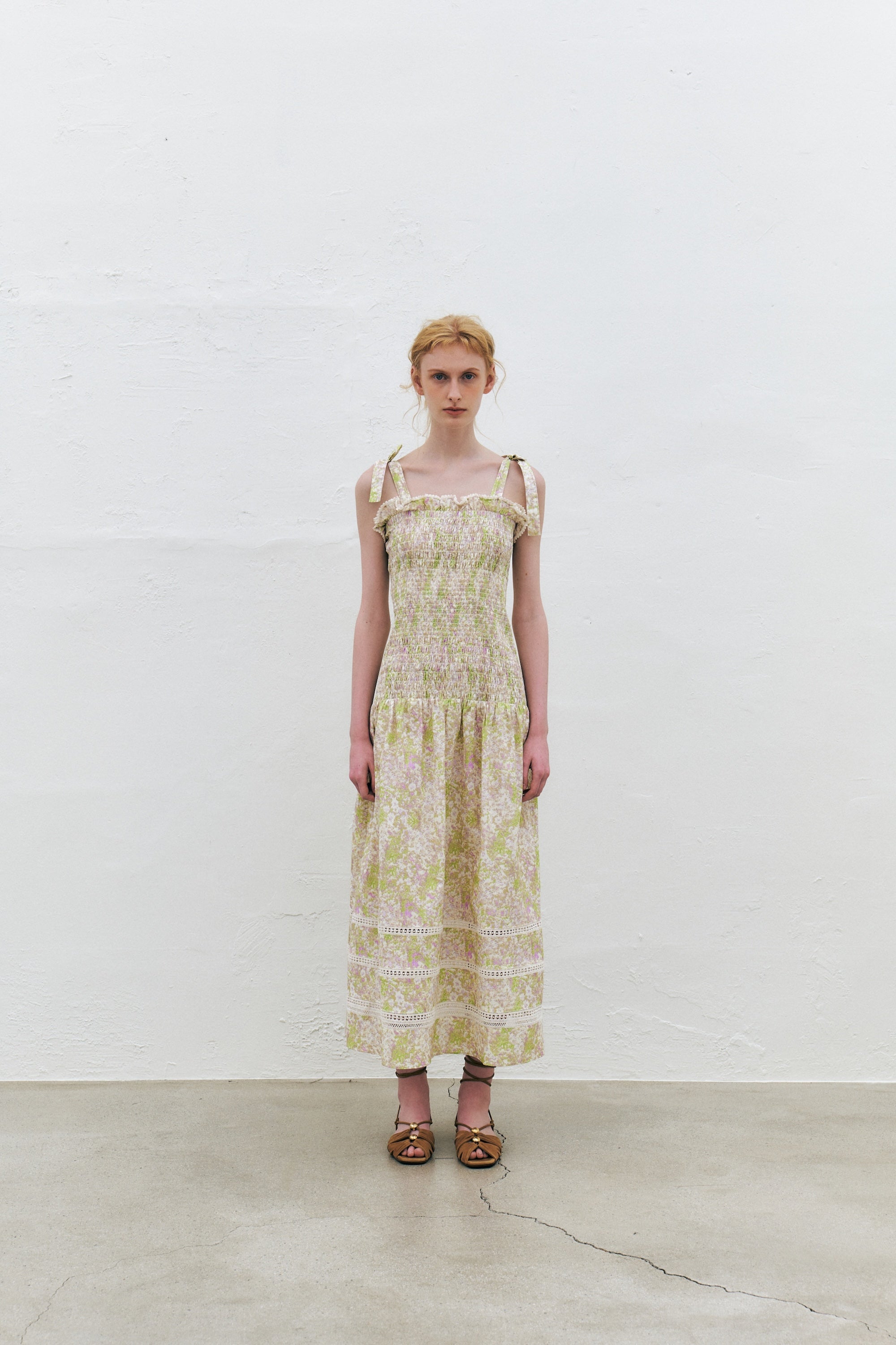 Ribbon Smocked Long Dress