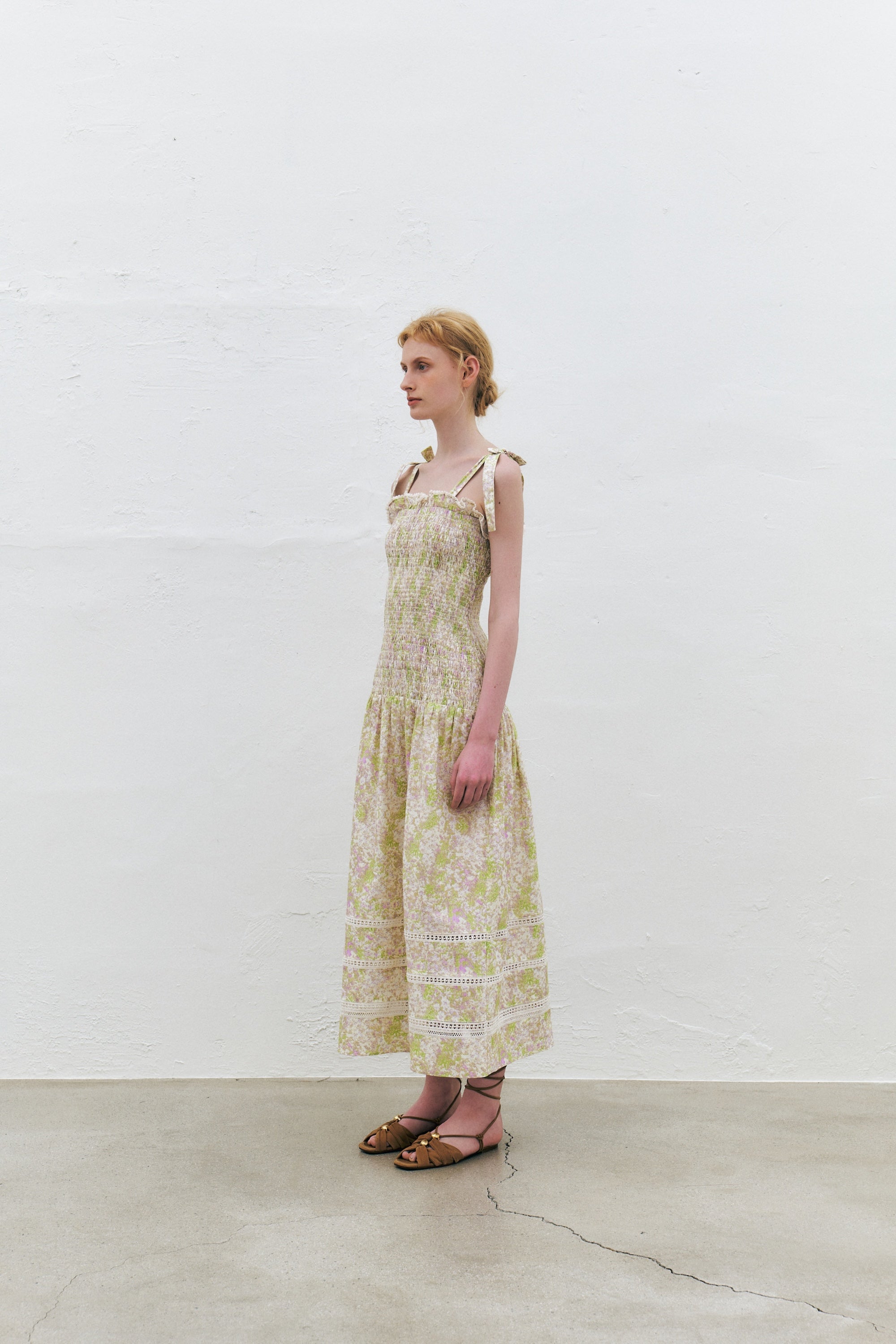 Ribbon Smocked Long Dress