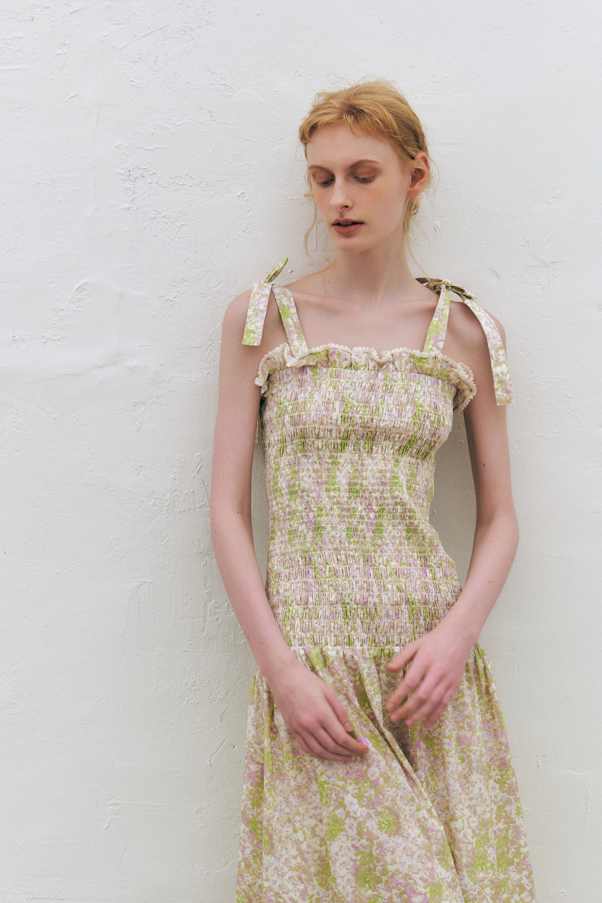 Ribbon Smocked Long Dress