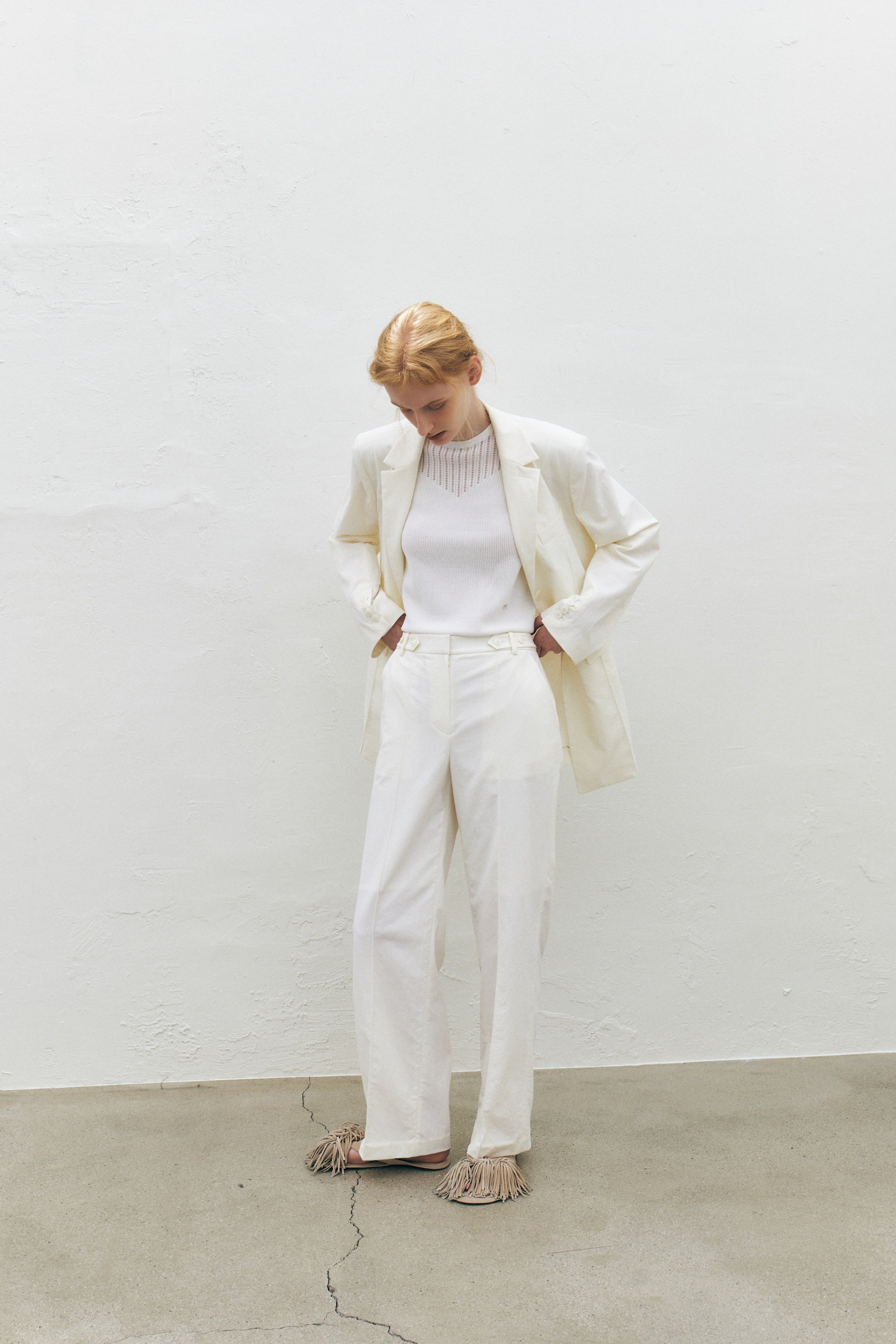 Relaxed Nylon Pintucked Pants
