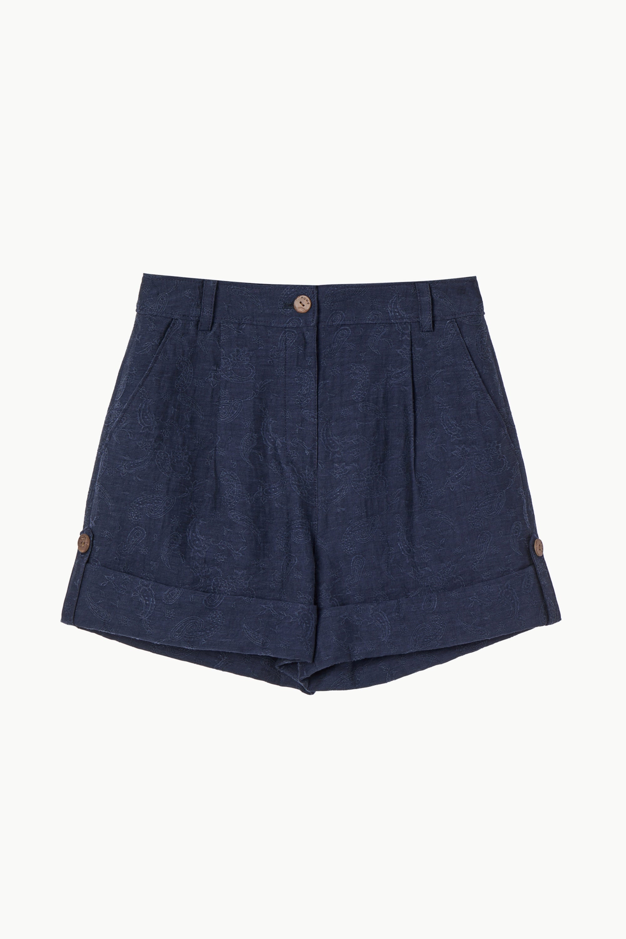 Paisley Linen Blend Shorts