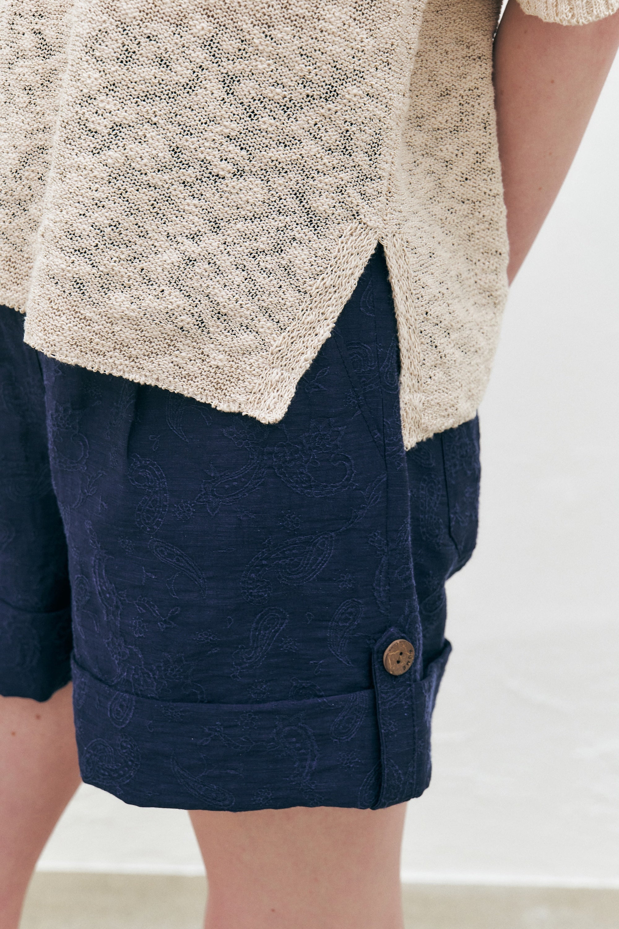 Paisley Linen Blend Shorts