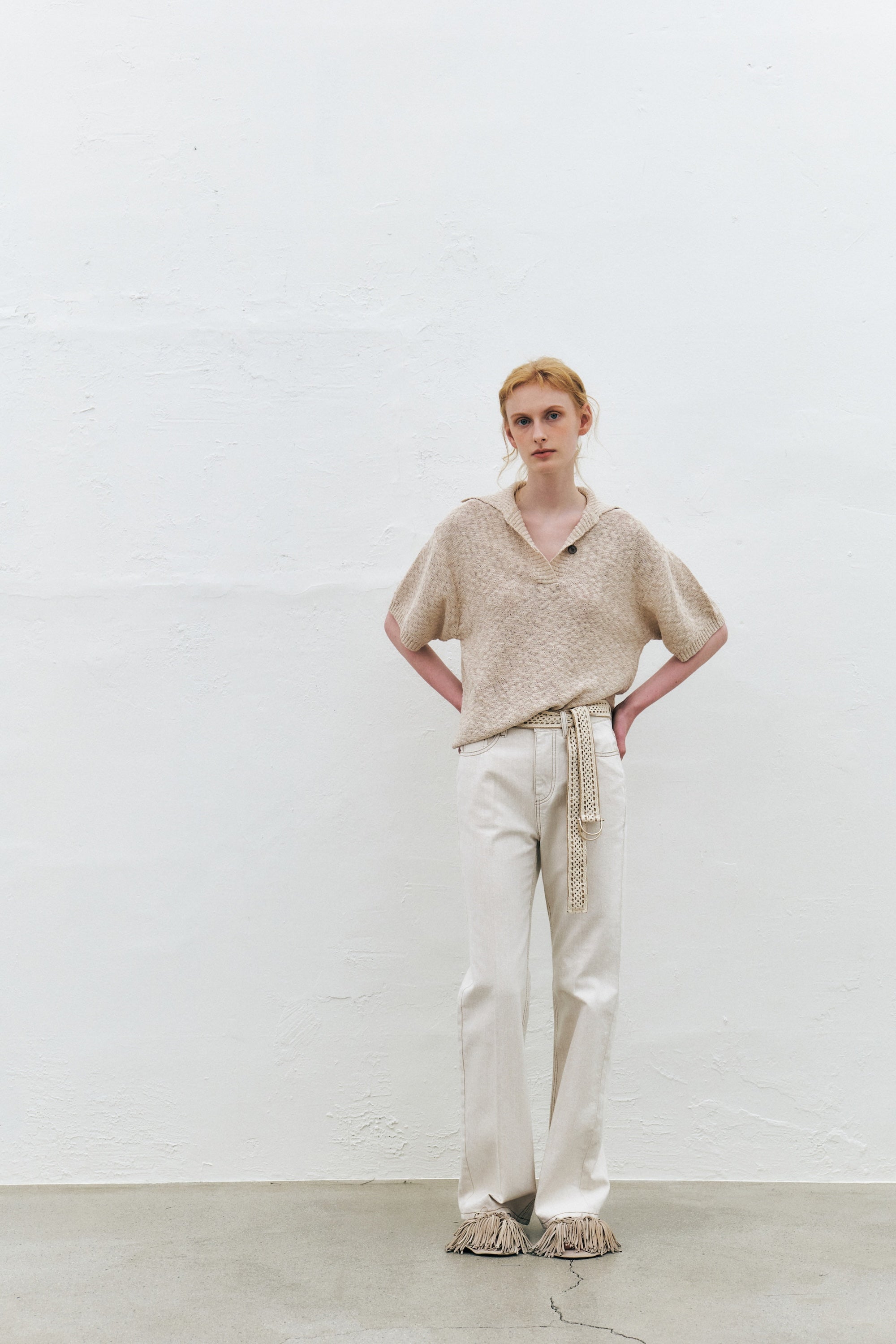 Double-faced Ecru Denim Pants