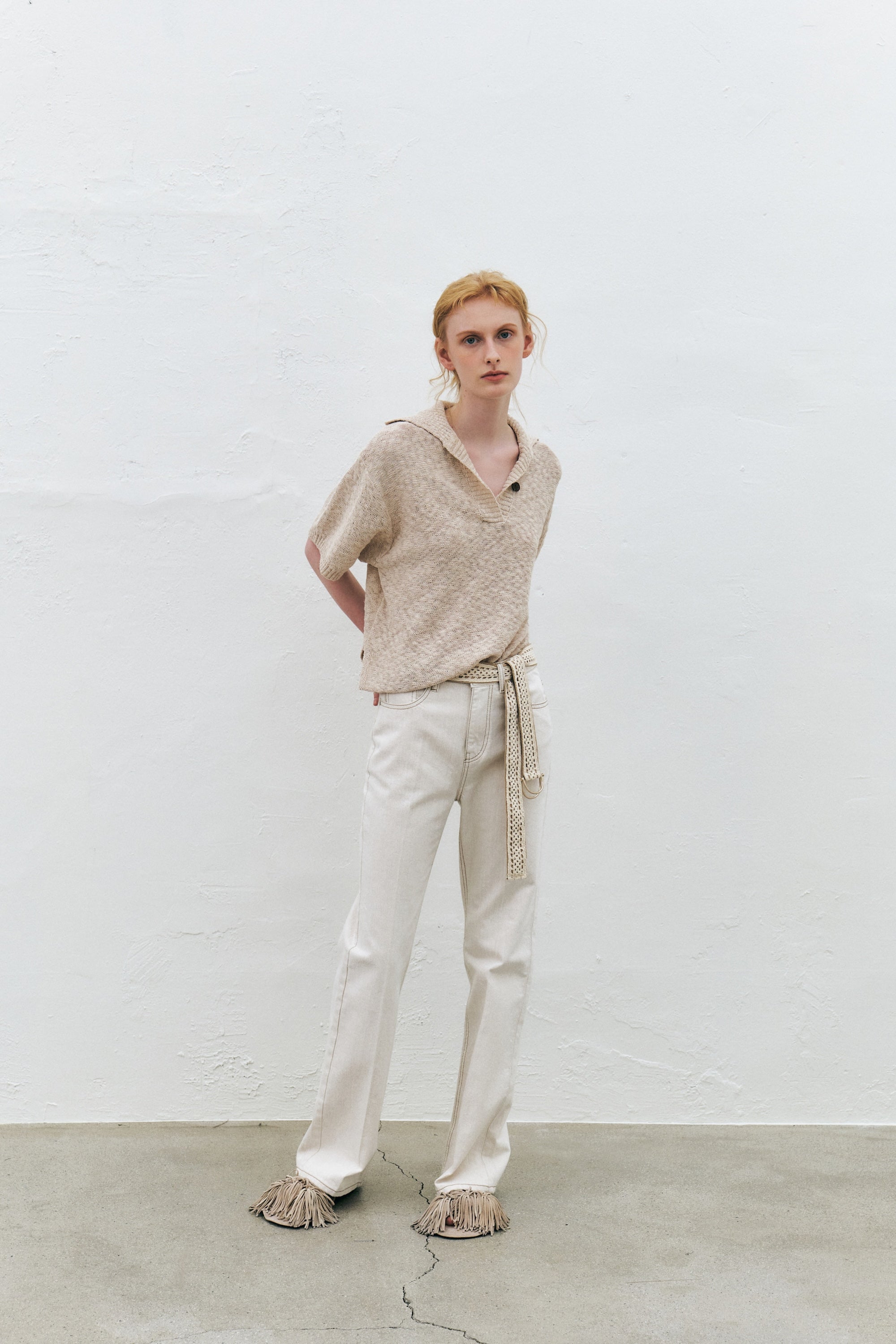 Double-faced Ecru Denim Pants