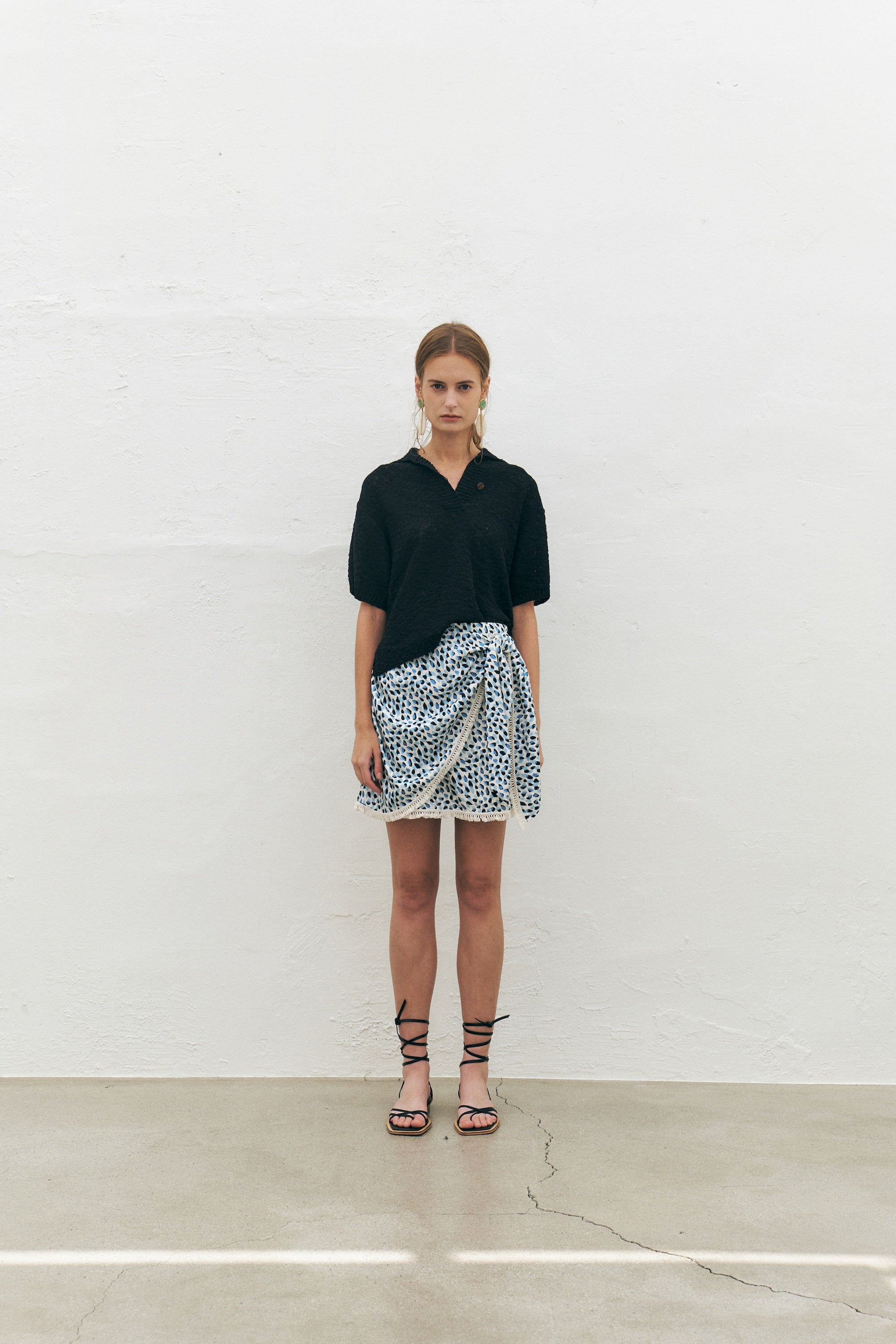Printed Wrap Mini Skirt