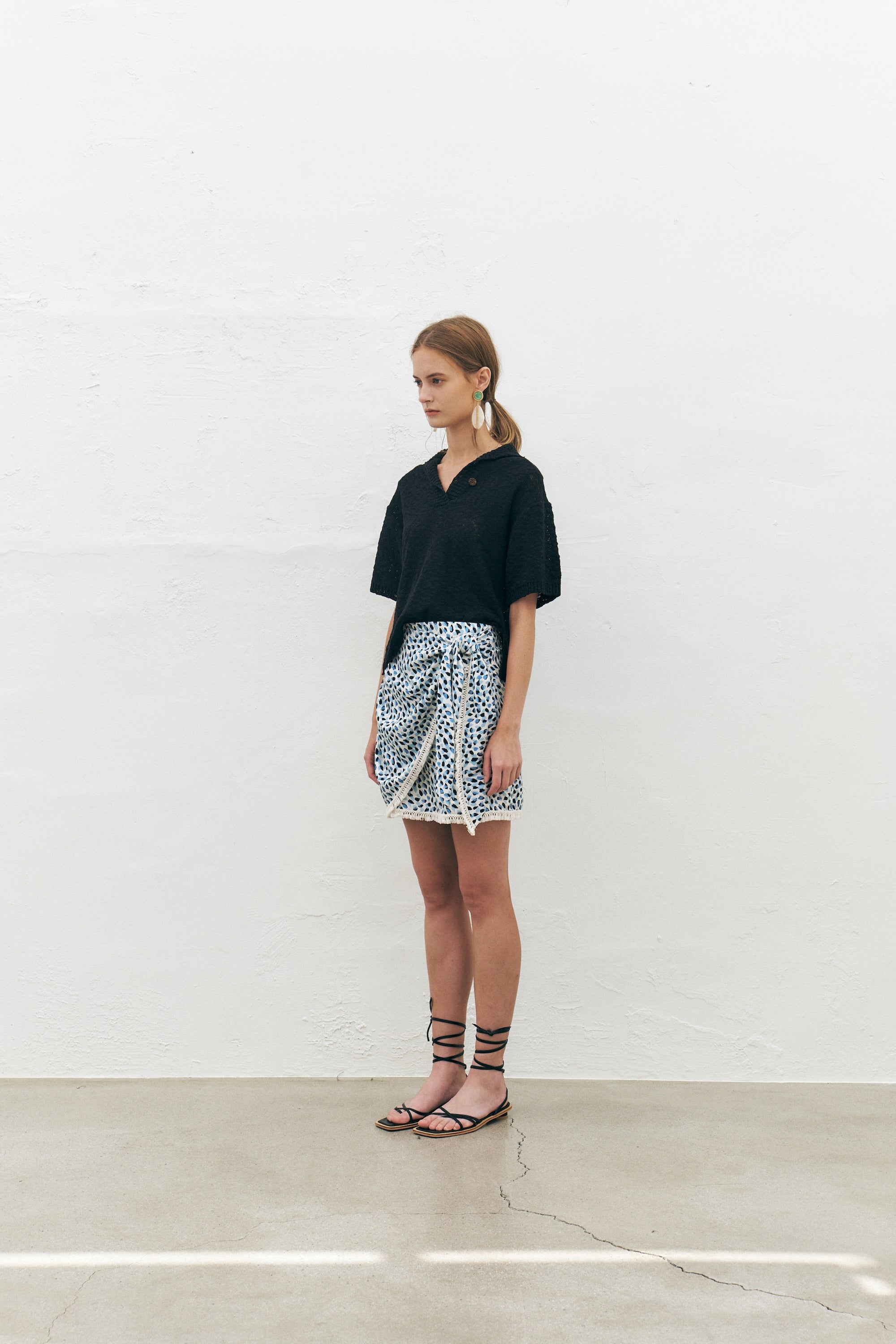 Printed Wrap Mini Skirt