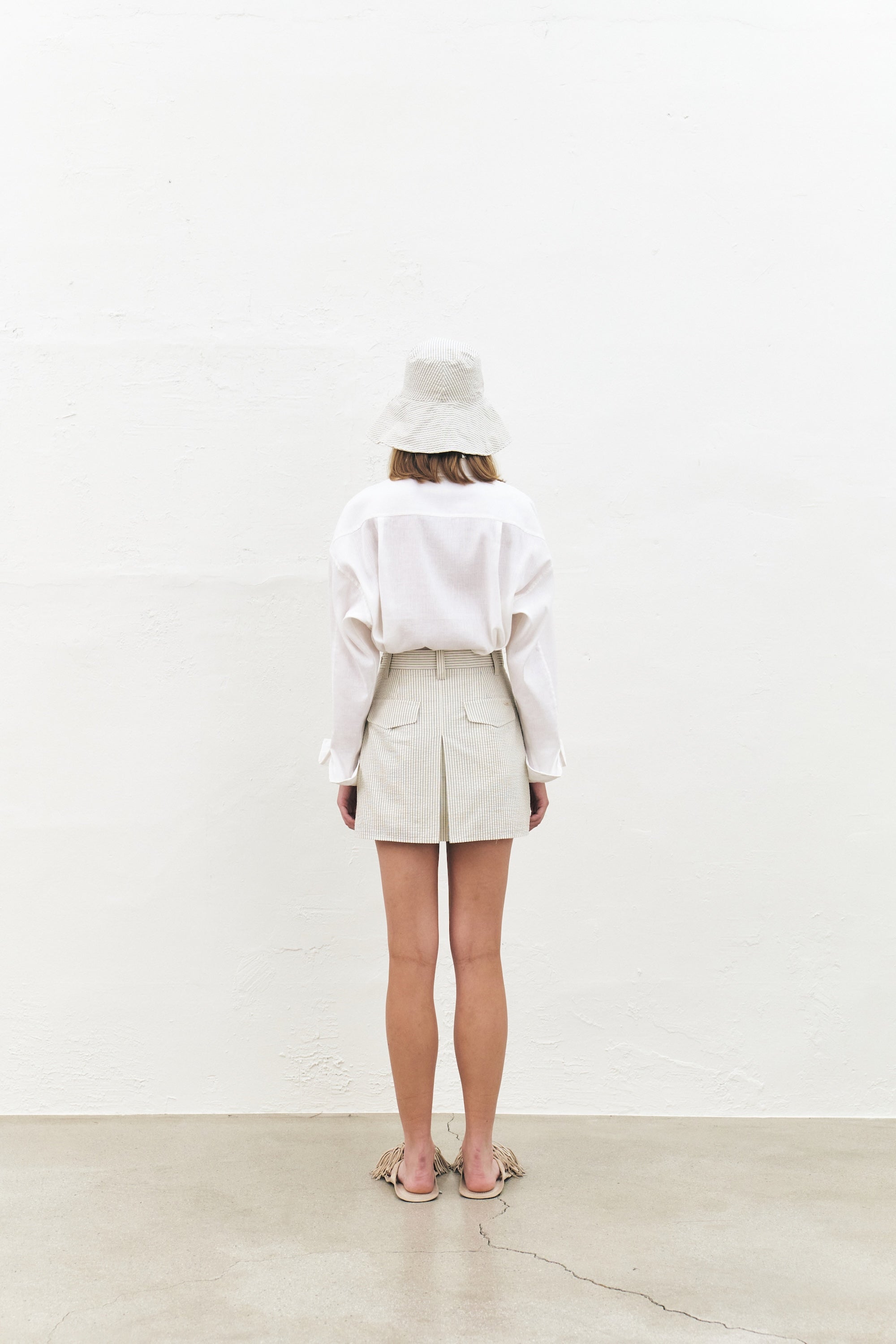 Box Pleated Striped Mini Skirt