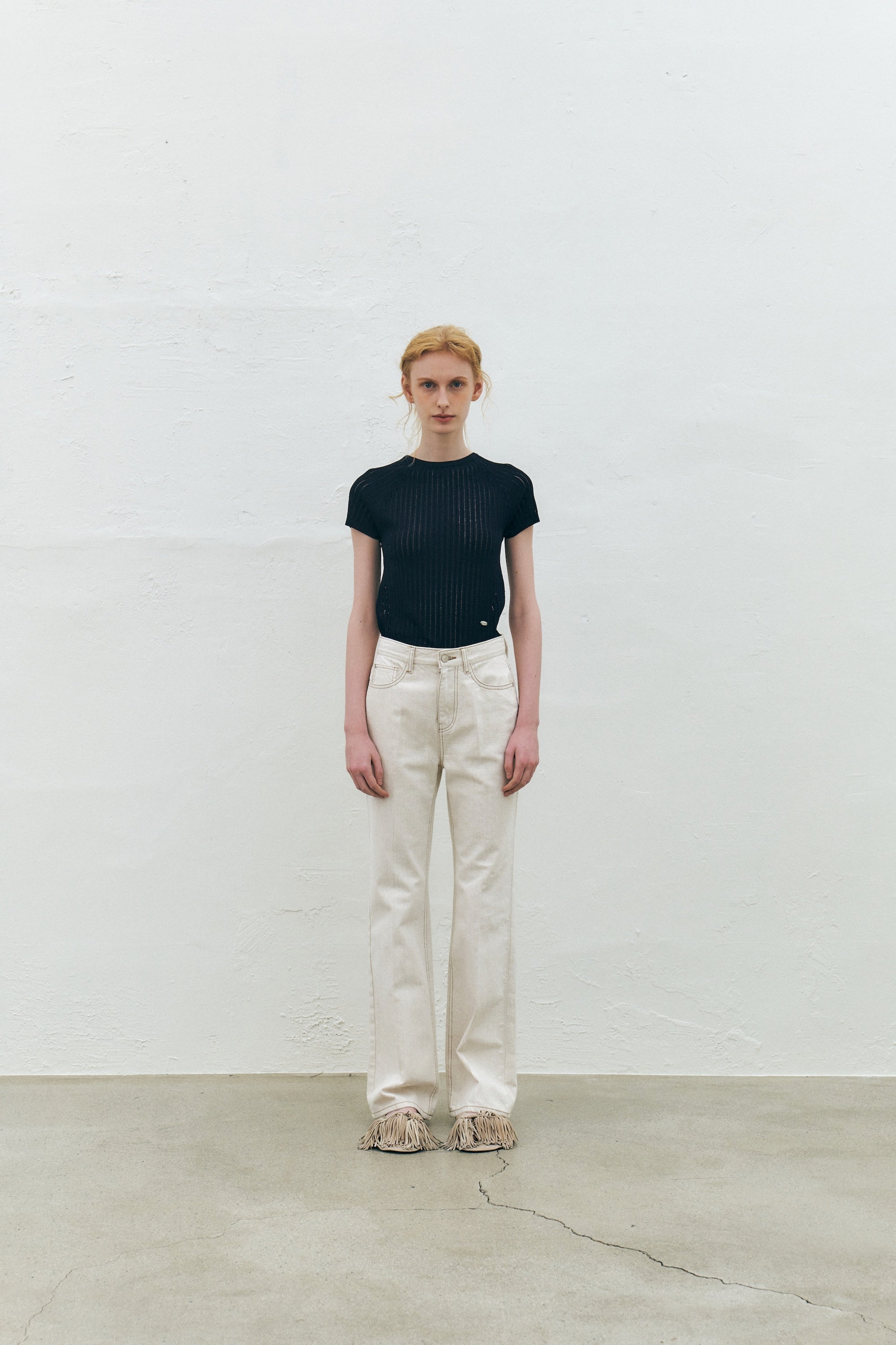 Rayon Blend Fitted Short-Sleeved Sweater