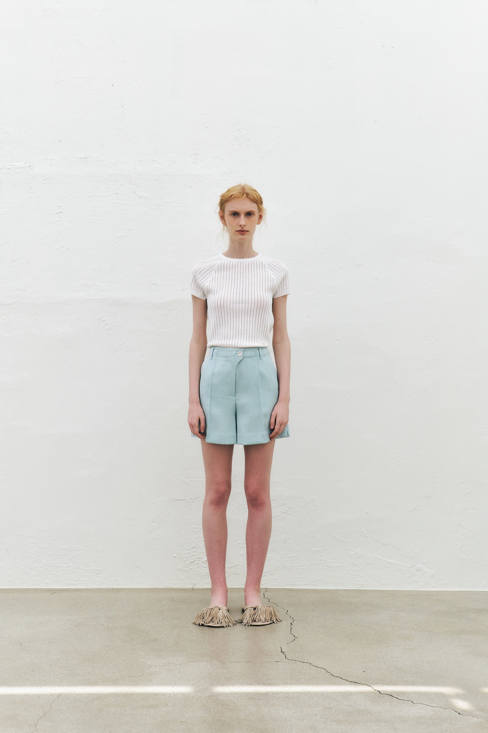 Rayon Blend Fitted Short-Sleeved Sweater