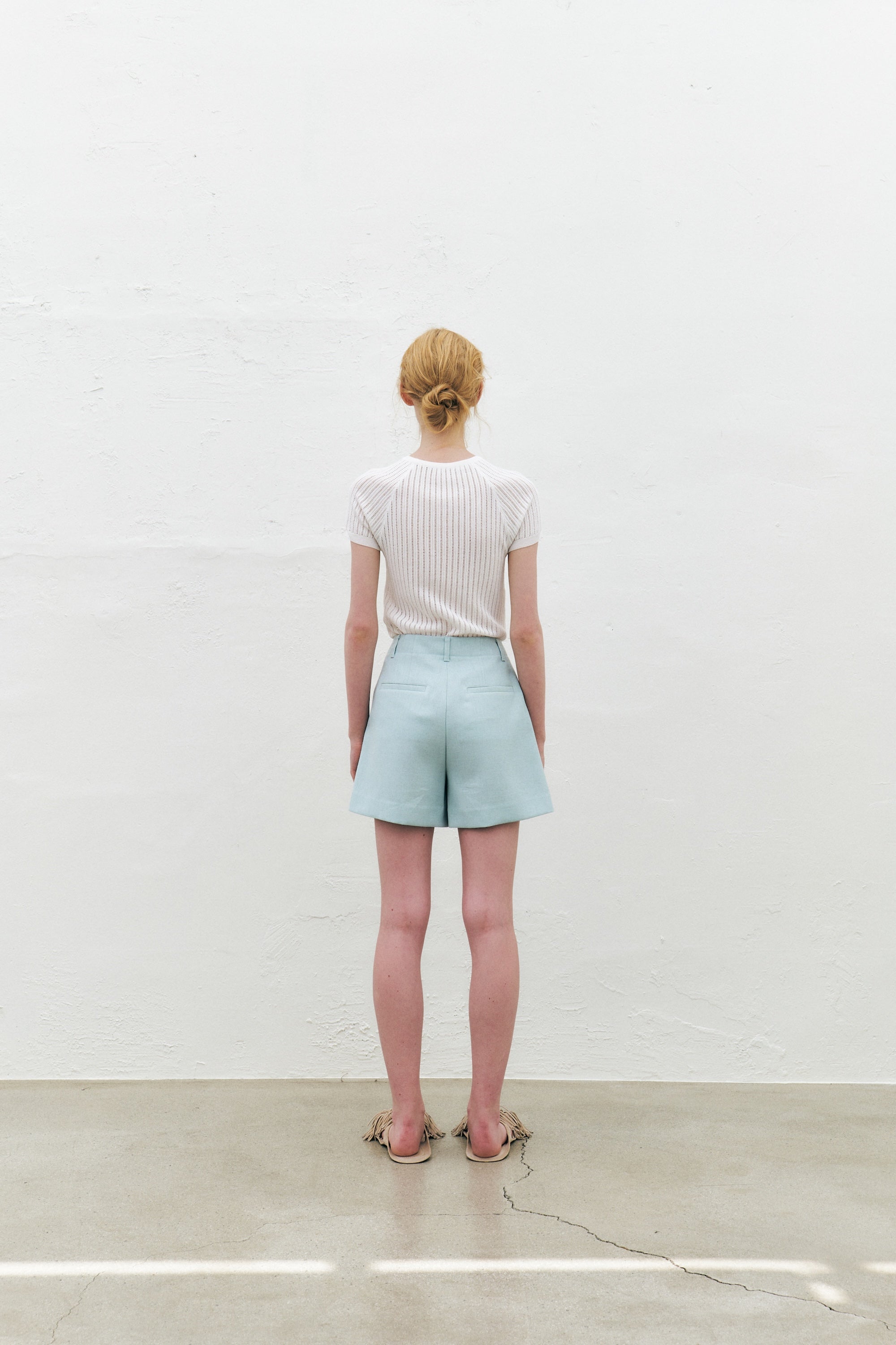 Rayon Blend Fitted Short-Sleeved Sweater