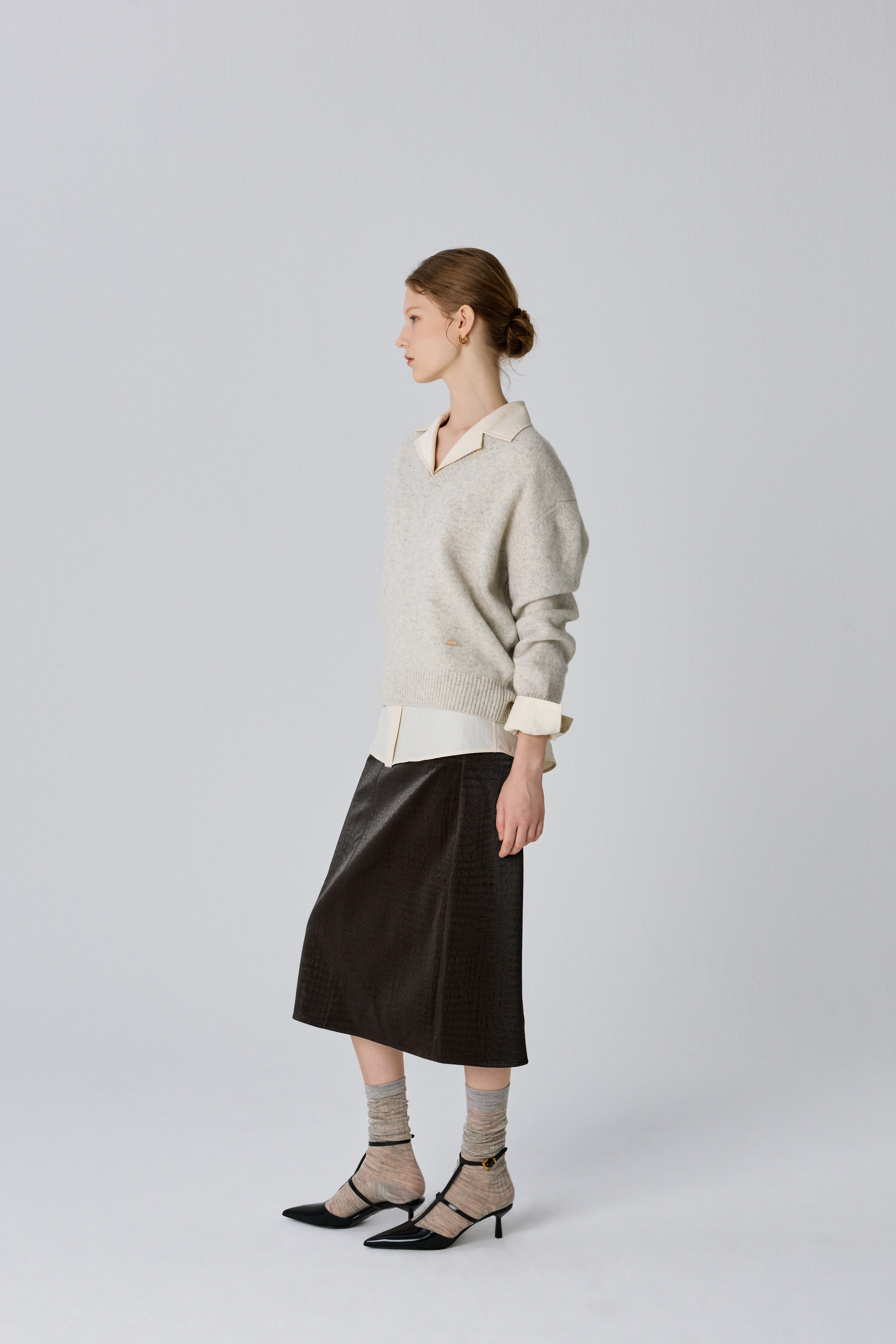 V-neck Superfine Merino Wool Sweater