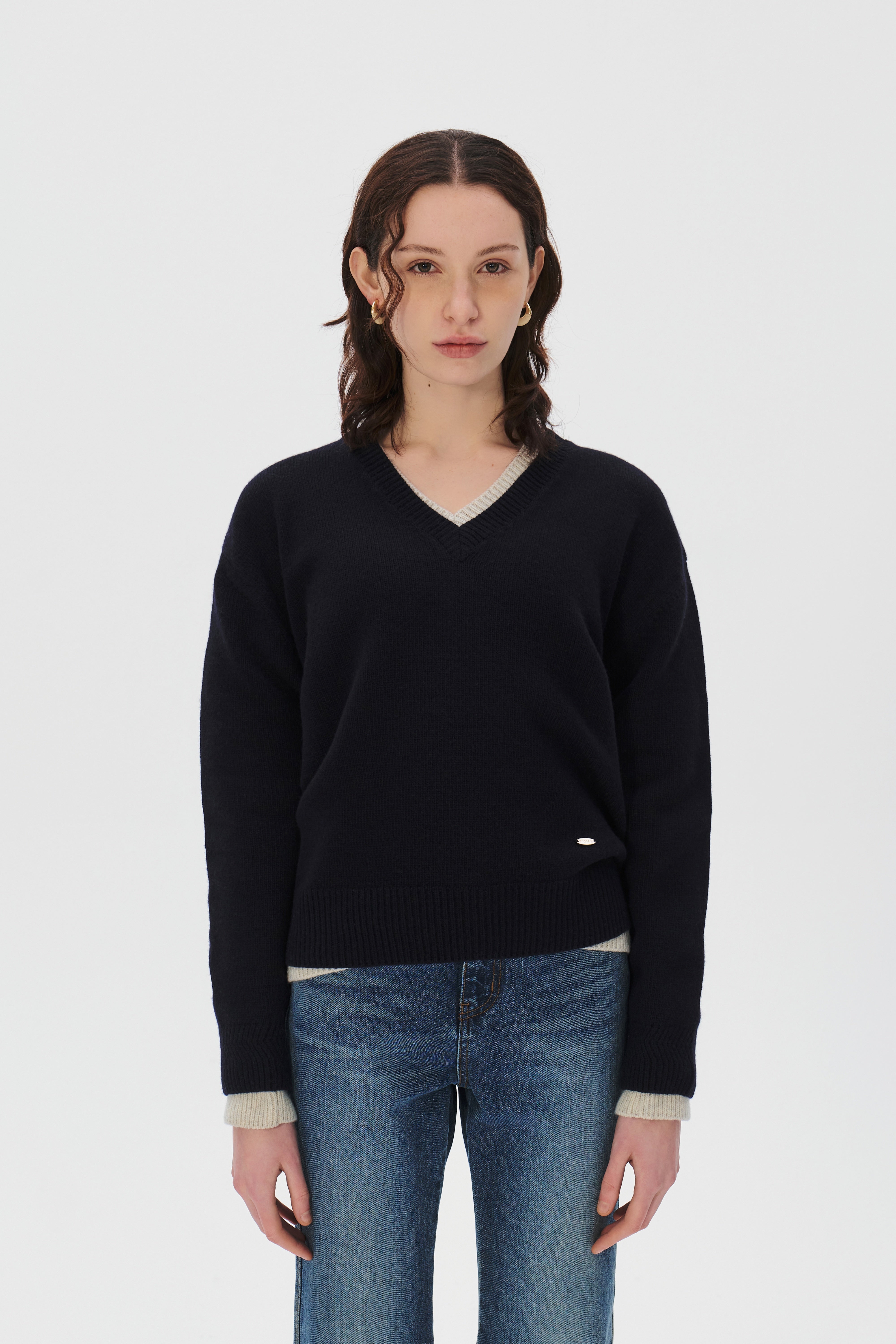 V-neck Superfine Merino Wool Sweater
