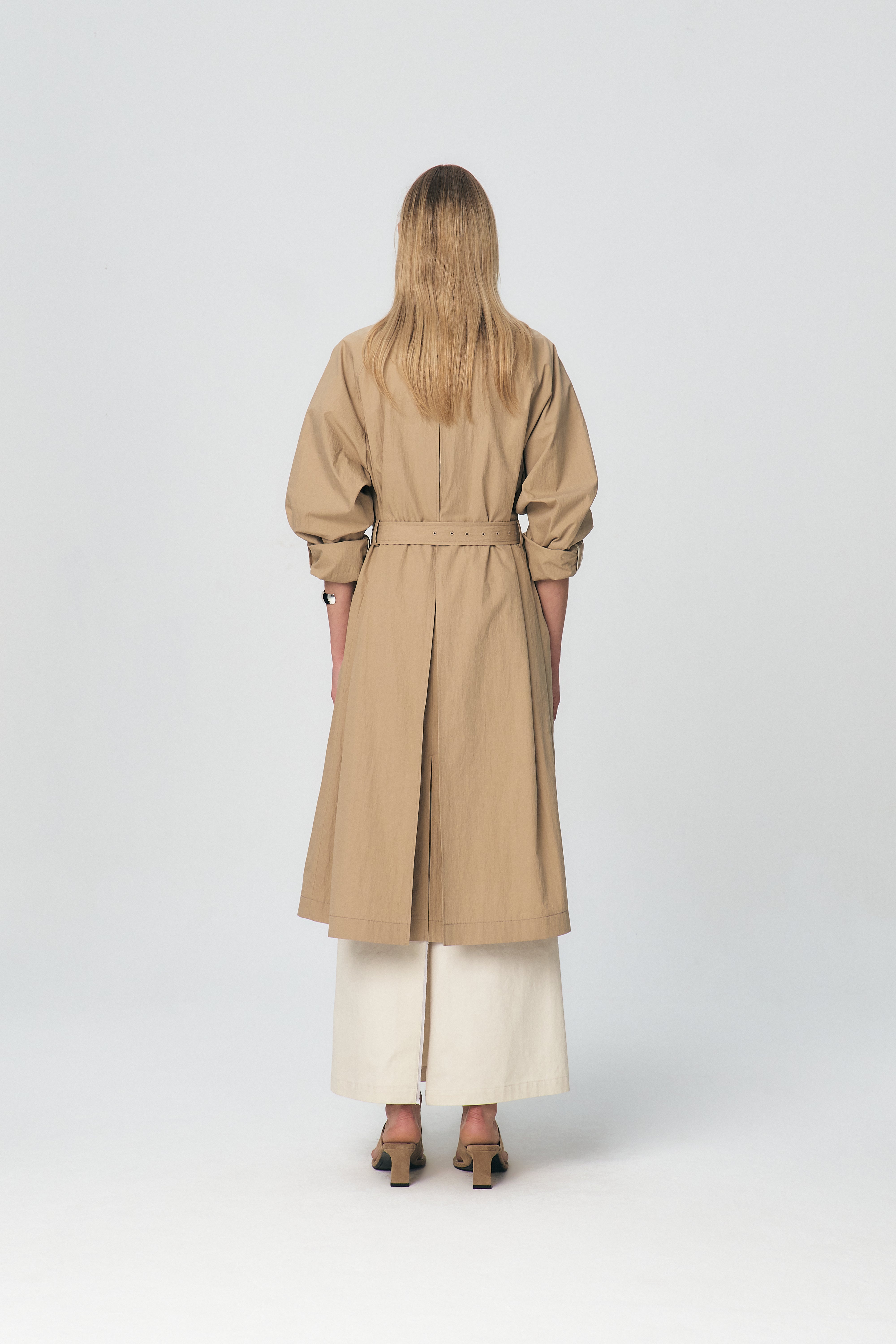 Organza V-neck Trench Coat