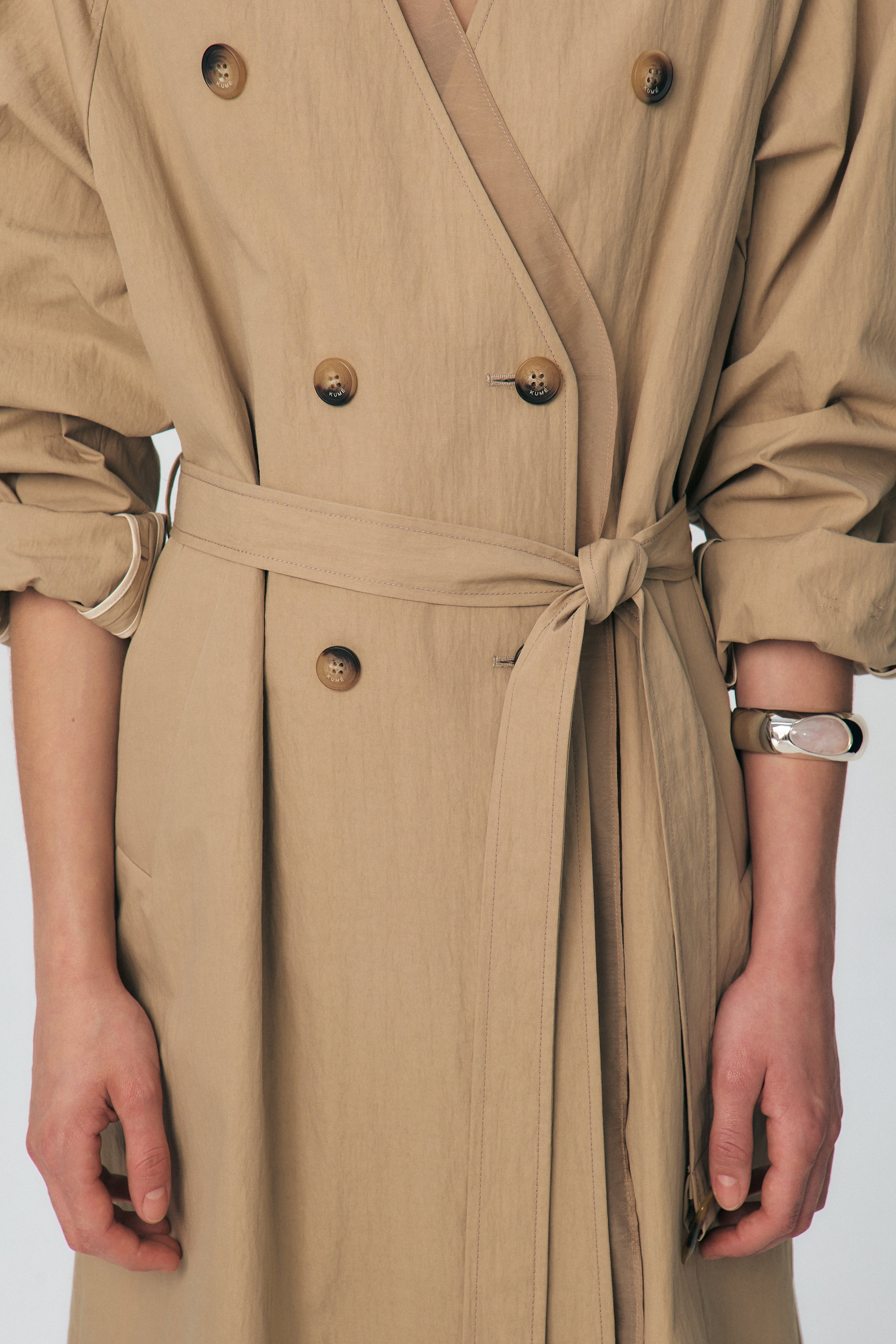 Organza V-neck Trench Coat