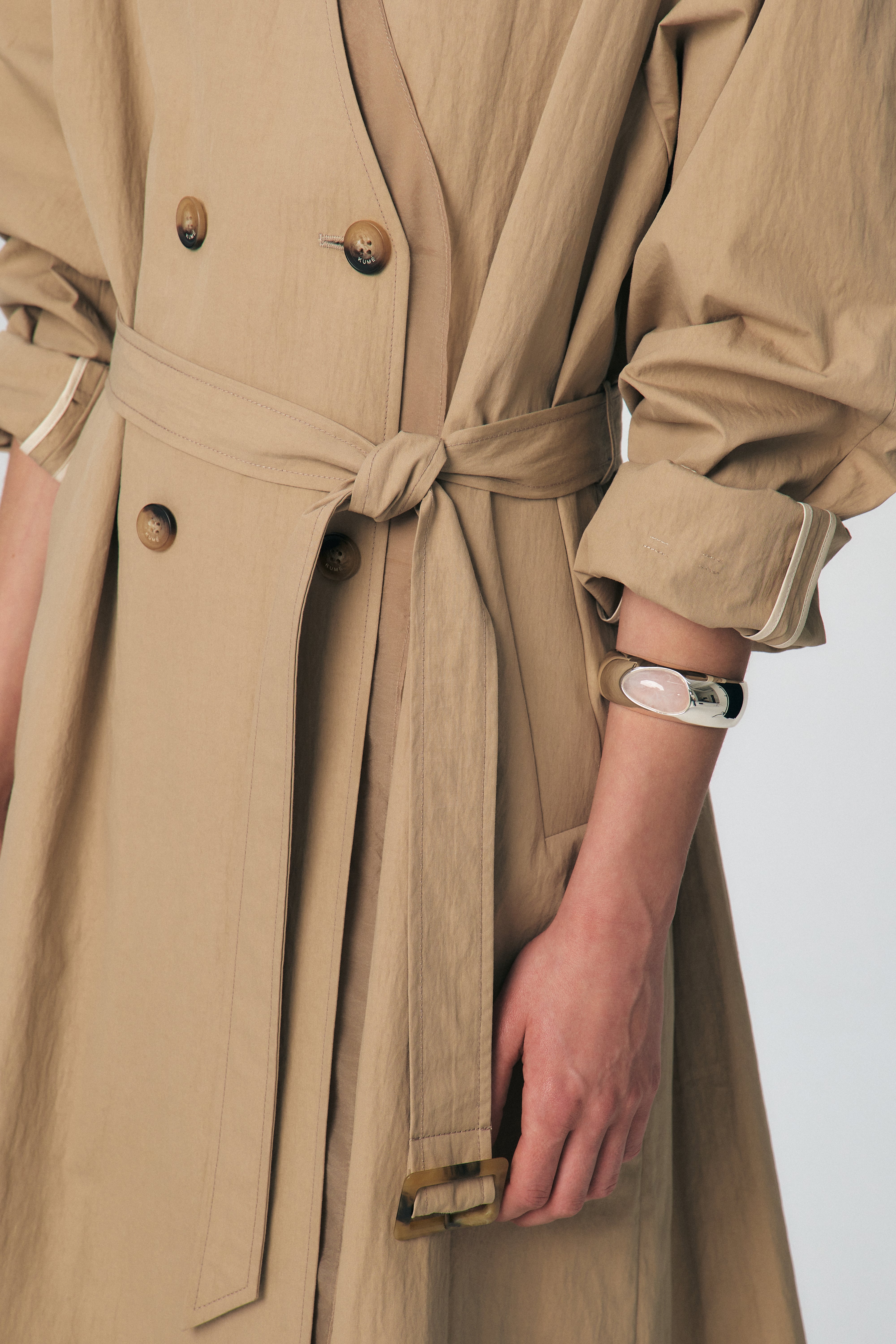 Organza V-neck Trench Coat