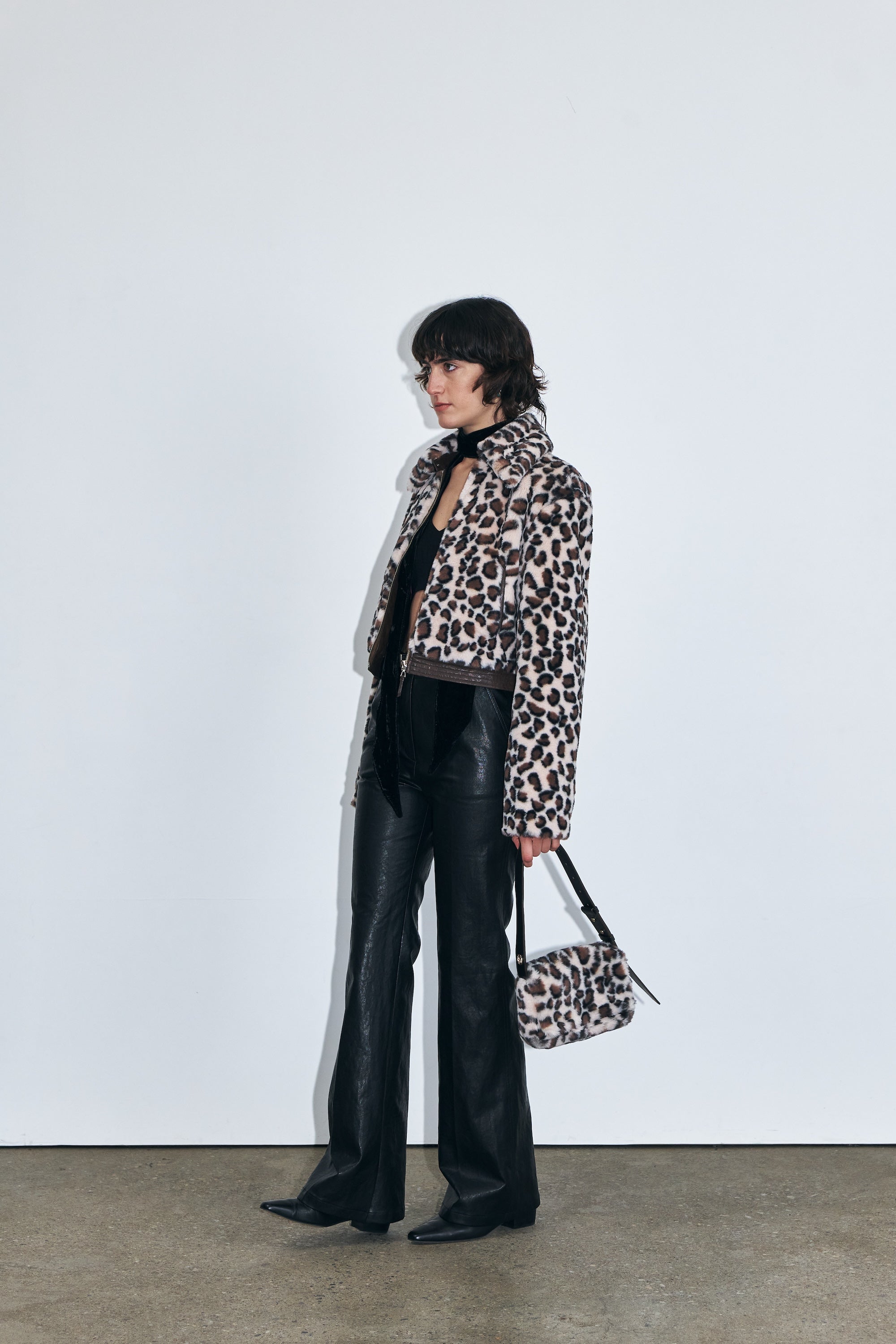 Eco-friendly Leopard Fur Shoulder Bag