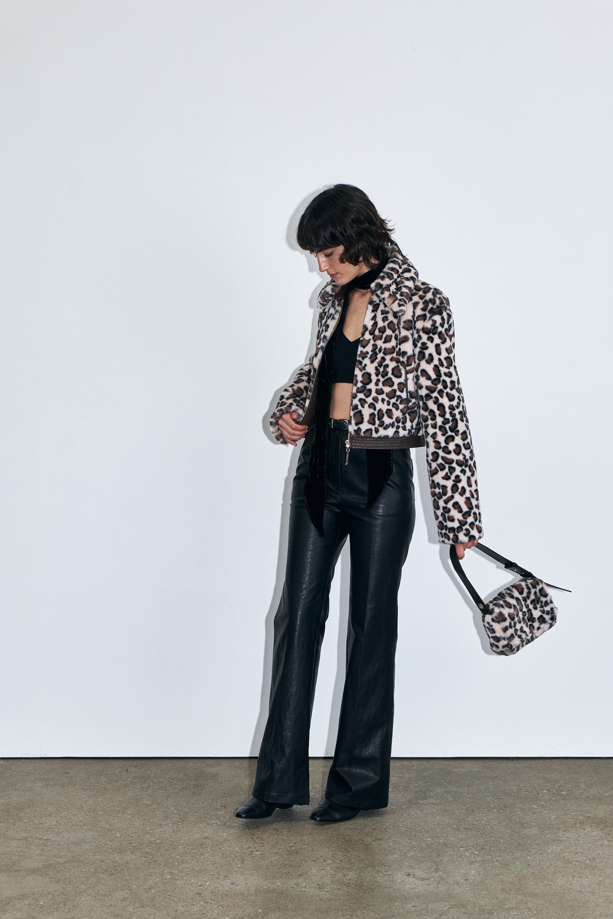 Eco-friendly Leopard Fur Shoulder Bag